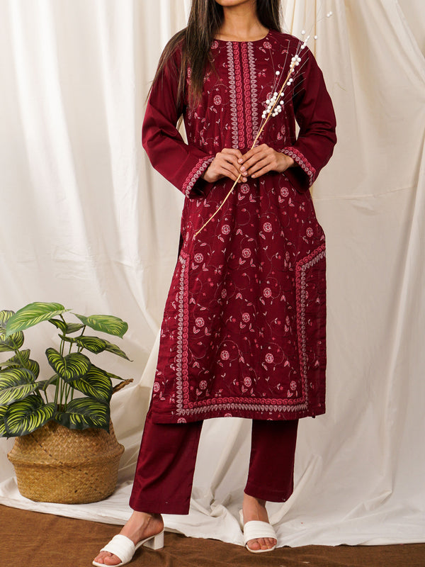 Maroon Embroidered 2 pc - 55089