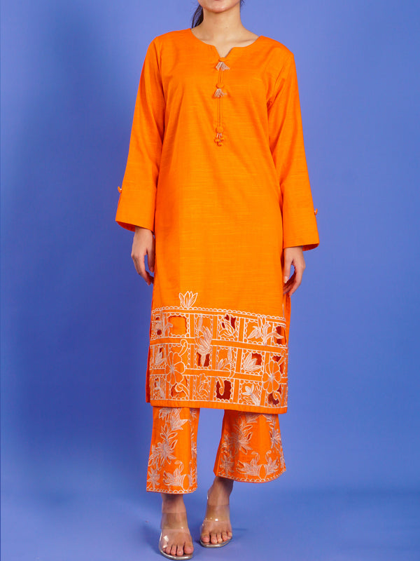 Orange Khaddar Embroidered 2 pc - 55036