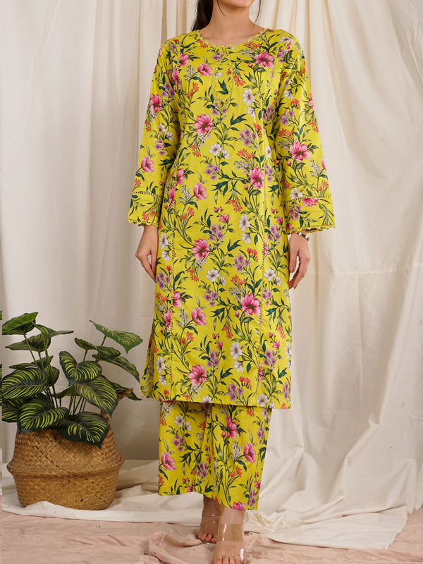 Sunshine Yellow Printed Suit - 55083