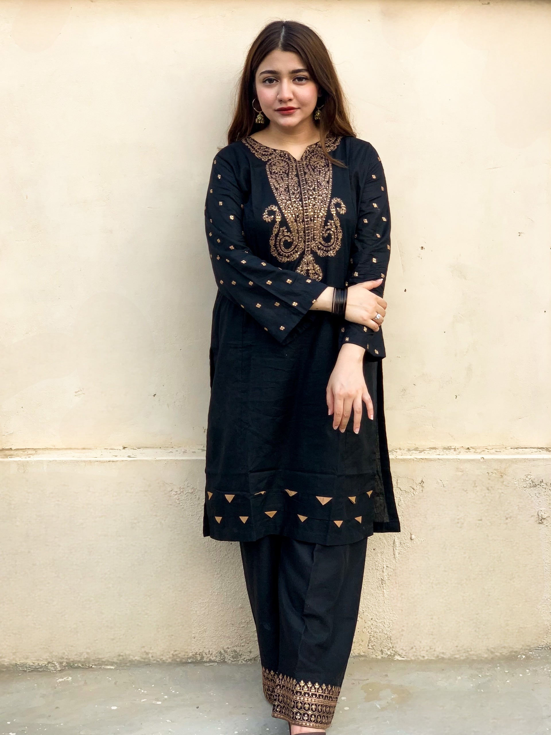 Black Embroidered 2 pc - 54952