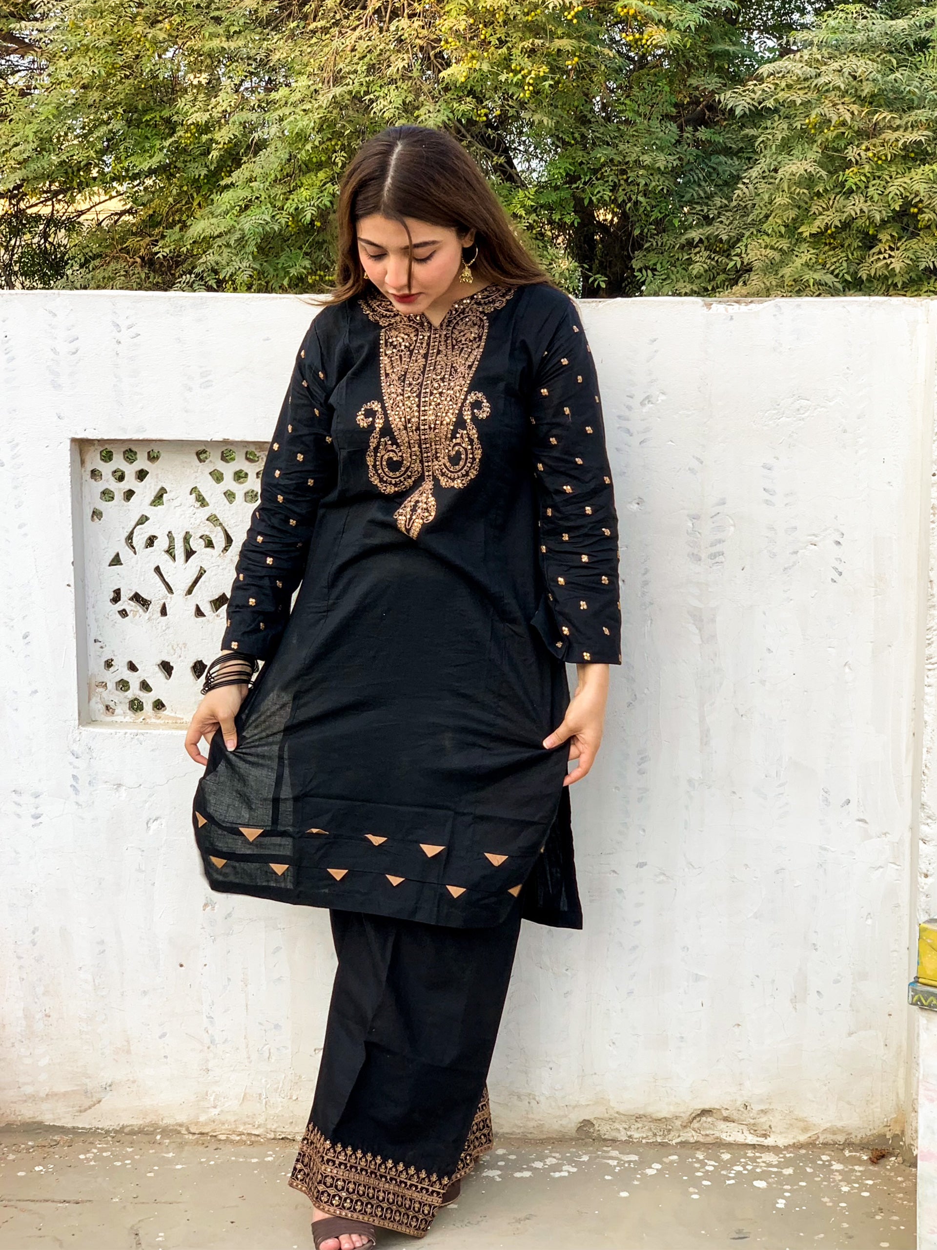Black Embroidered 2 pc - 54952