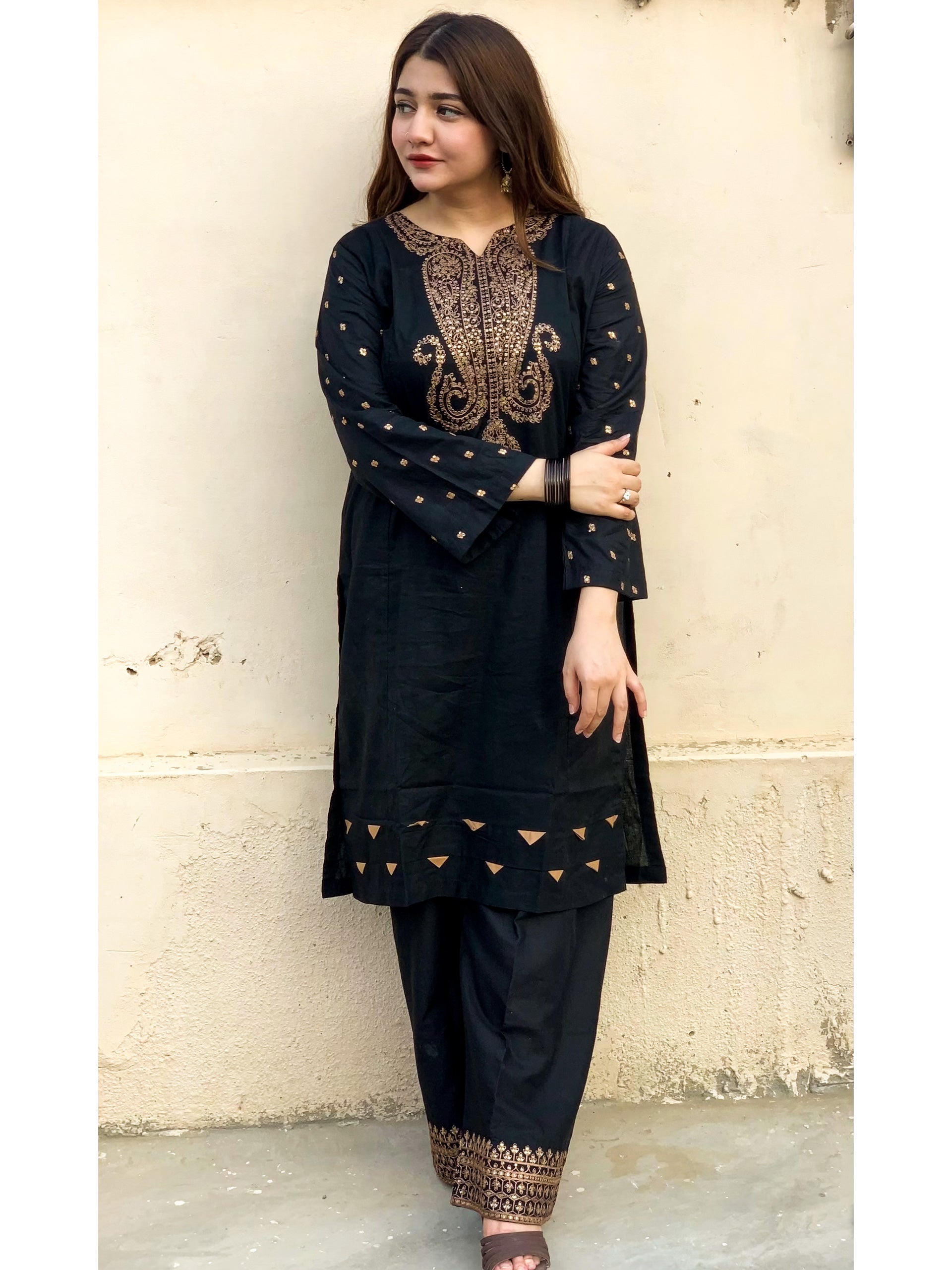 Black Embroidered 2 pc - 54952