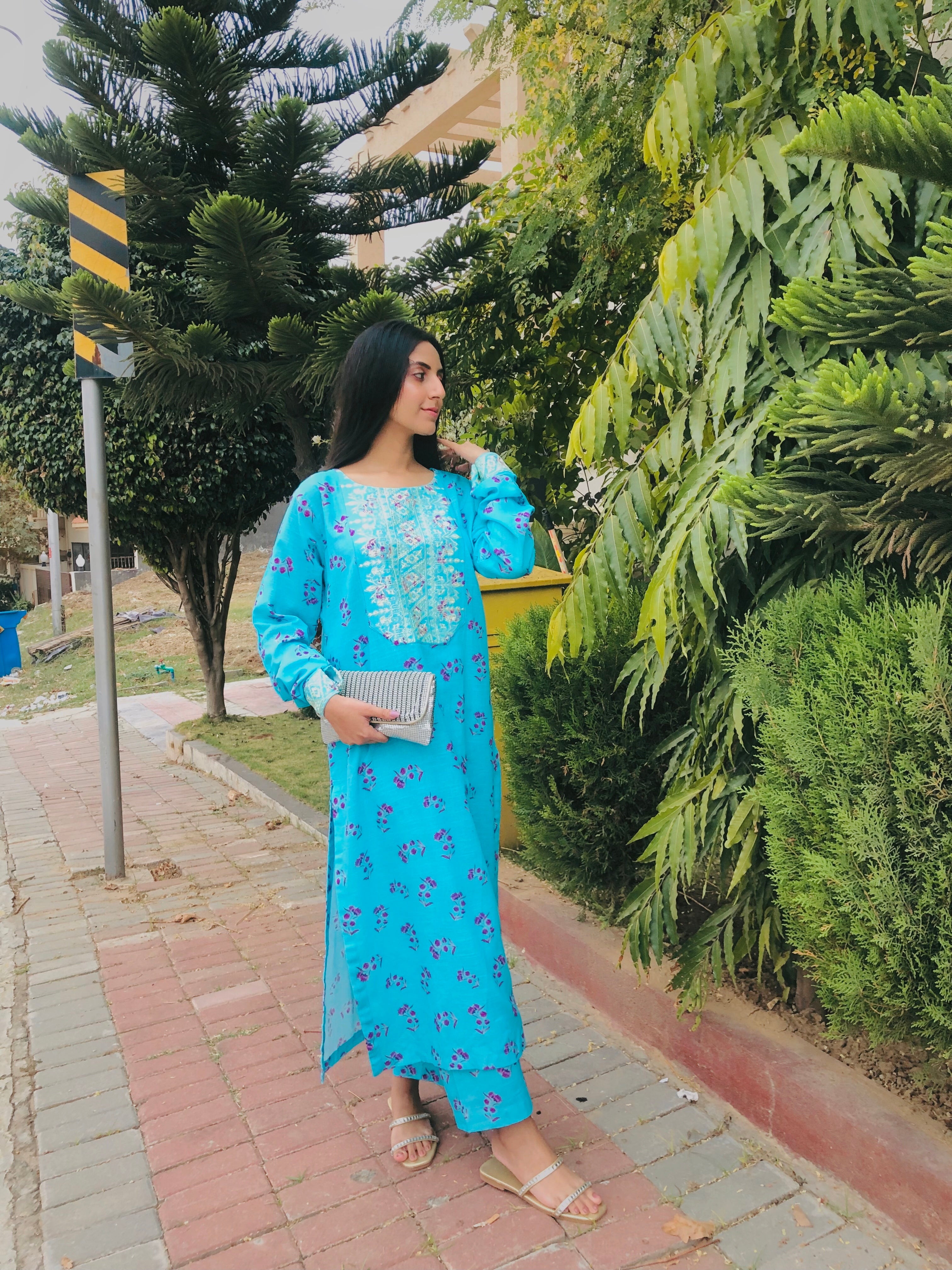 Ferozi Khaddar Digital Printed Embroidered 2 pc - 55024