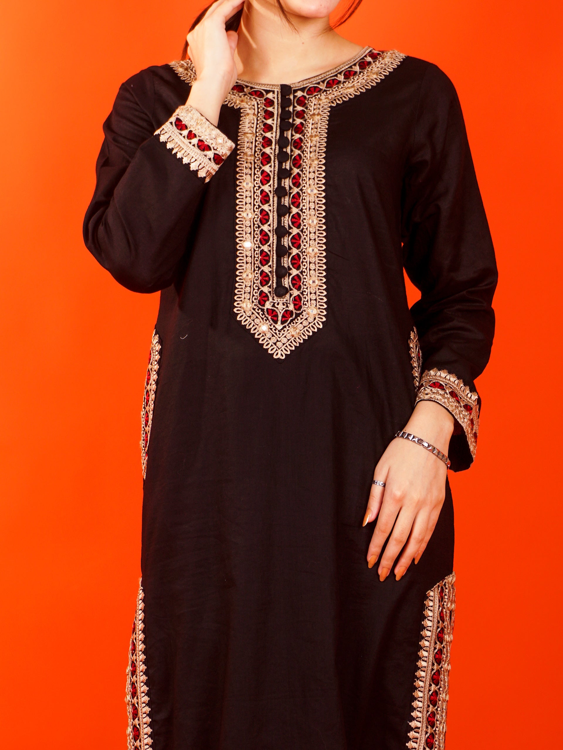 Black Embroidered 2 pc - 54982