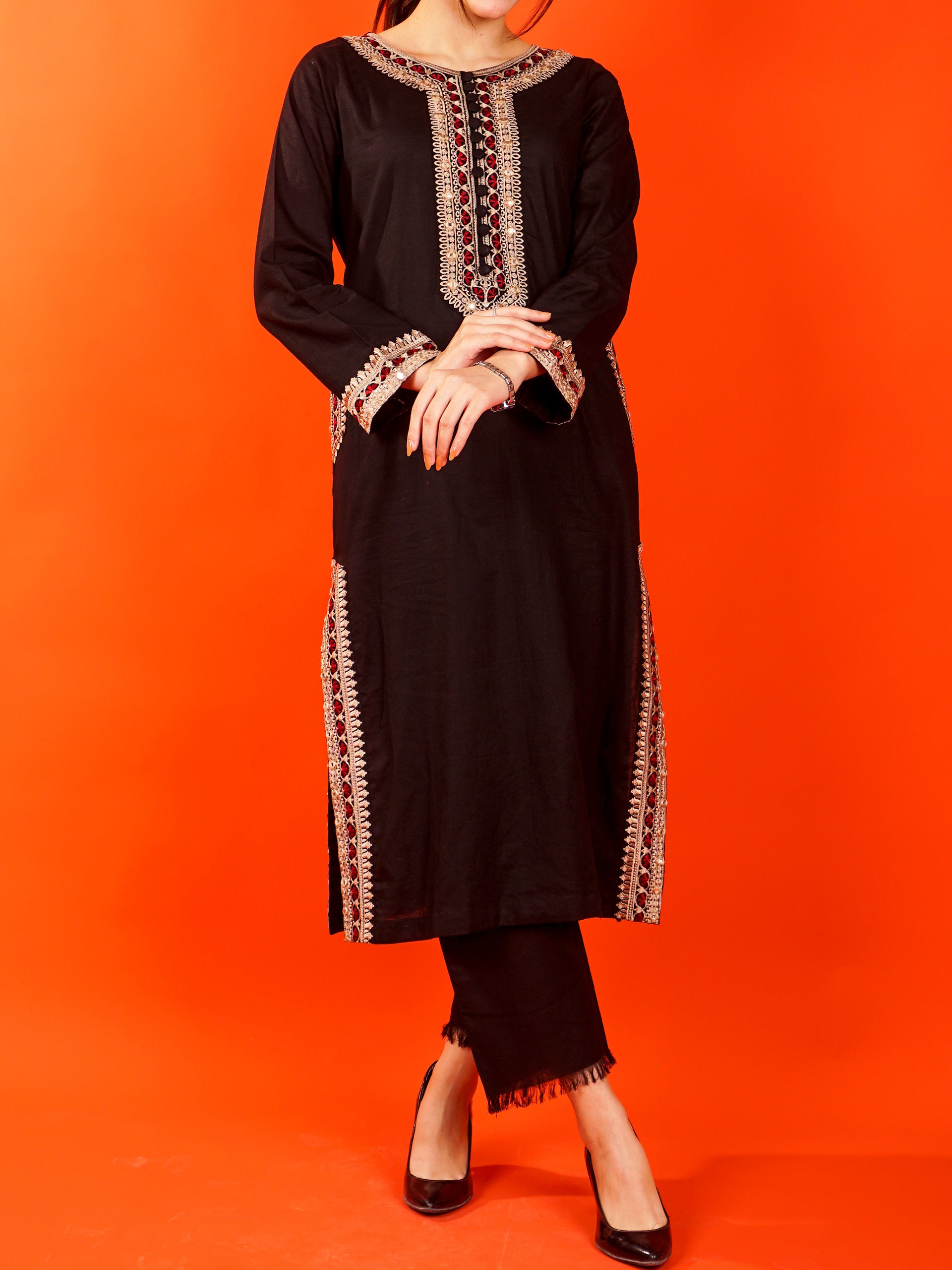Black Embroidered 2 pc - 54982