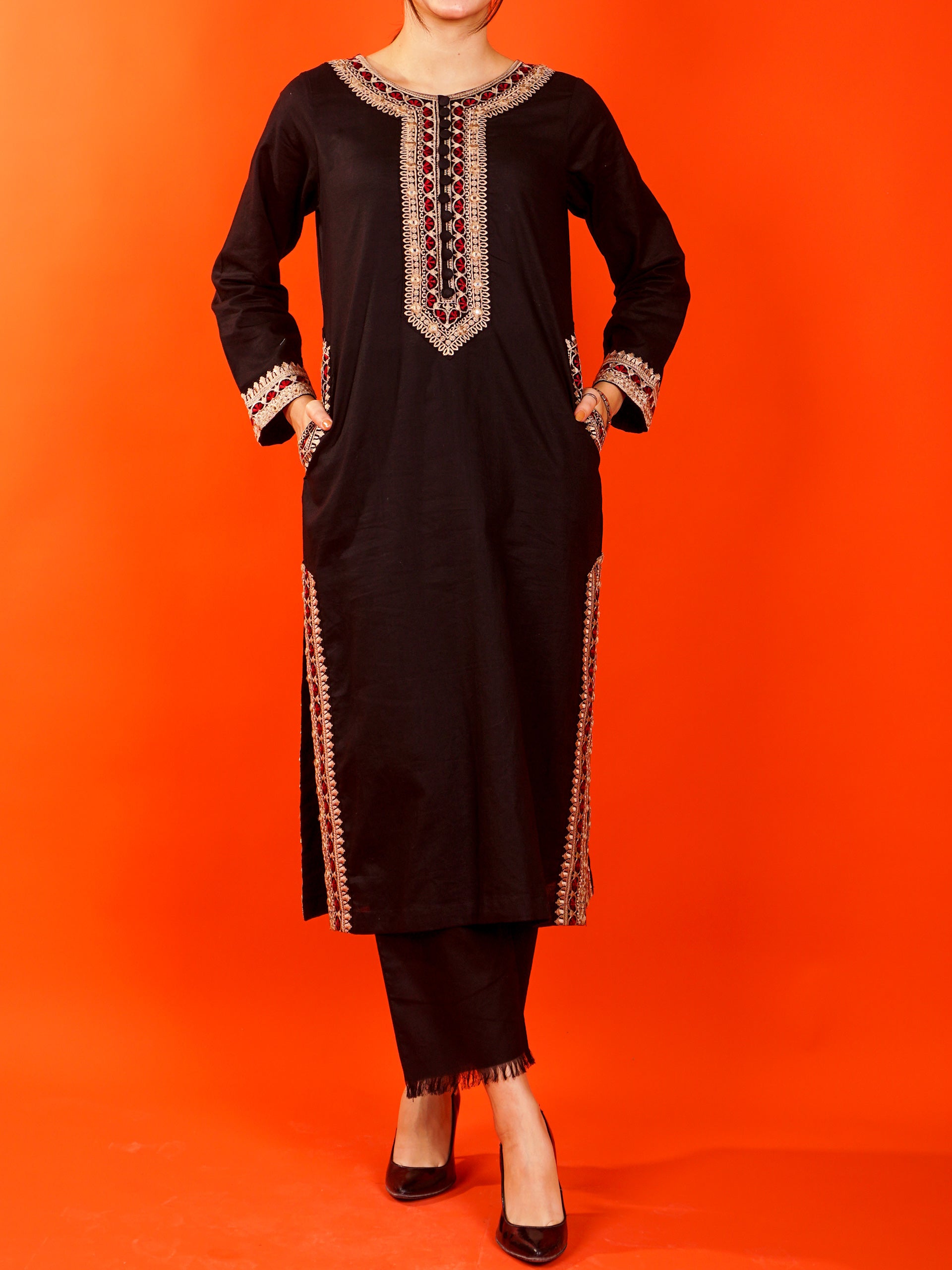 Black Embroidered 2 pc - 54982