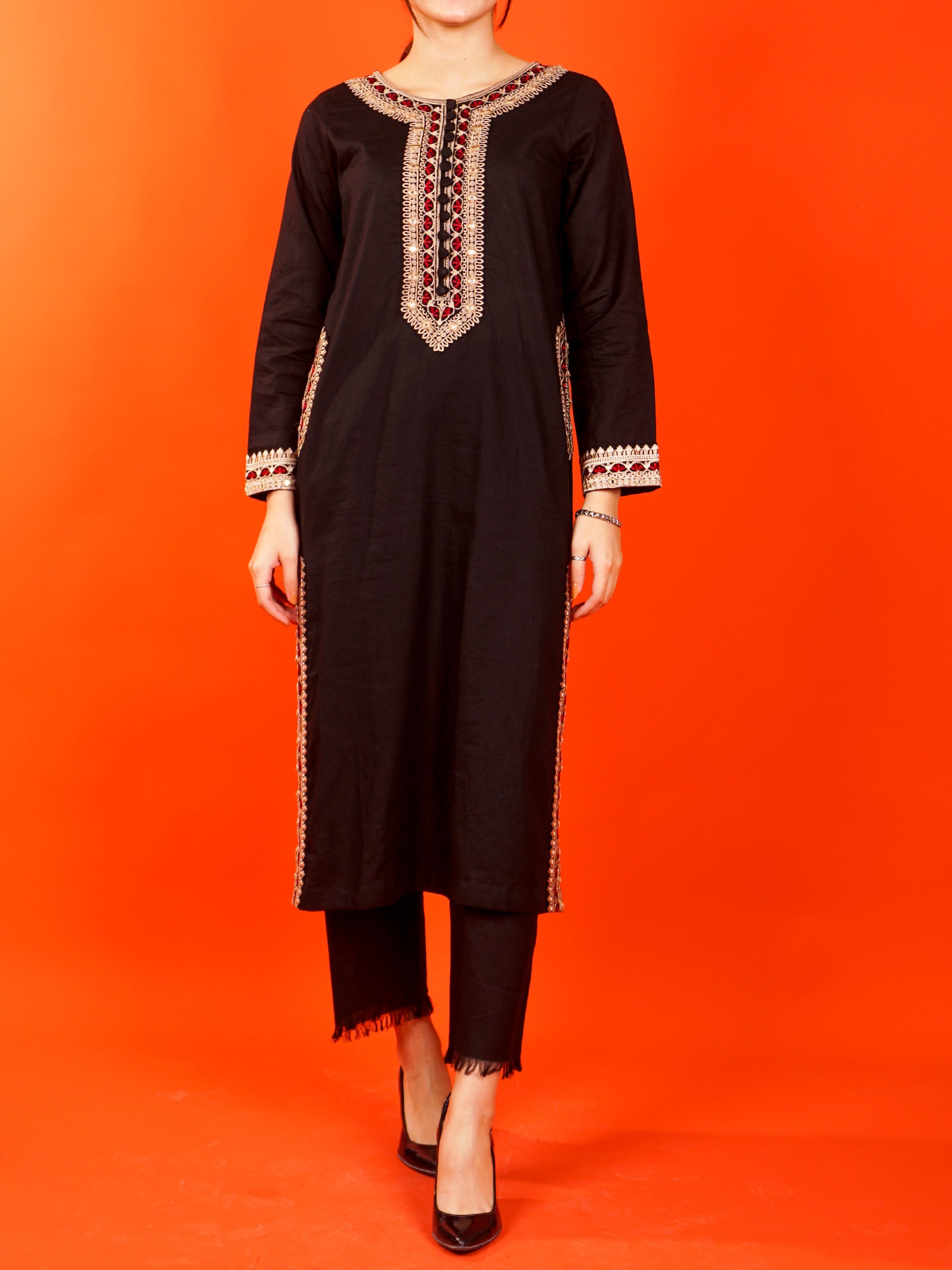 Black Embroidered 2 pc - 54982