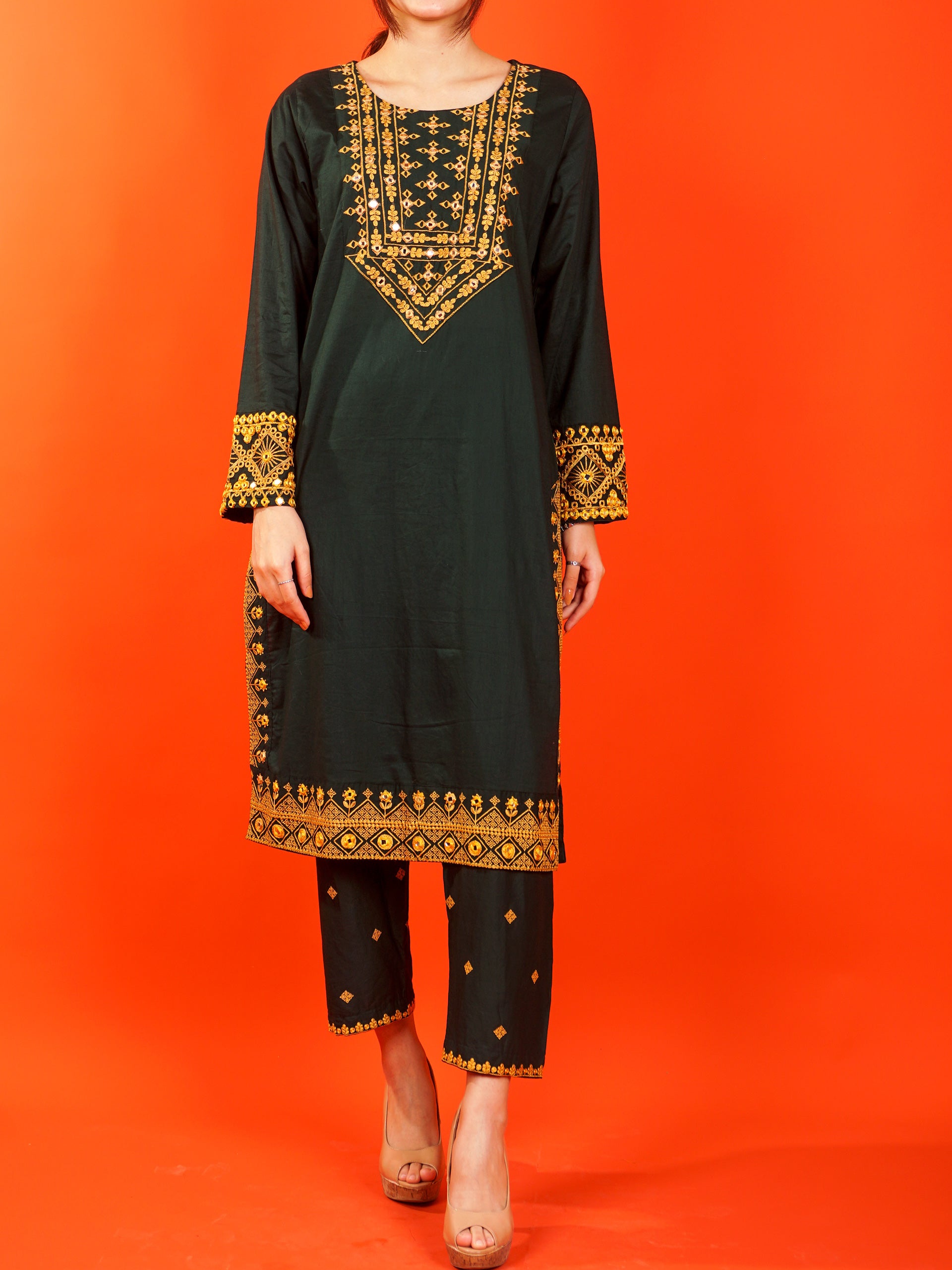 Green Embroidered 2 pc - 54980