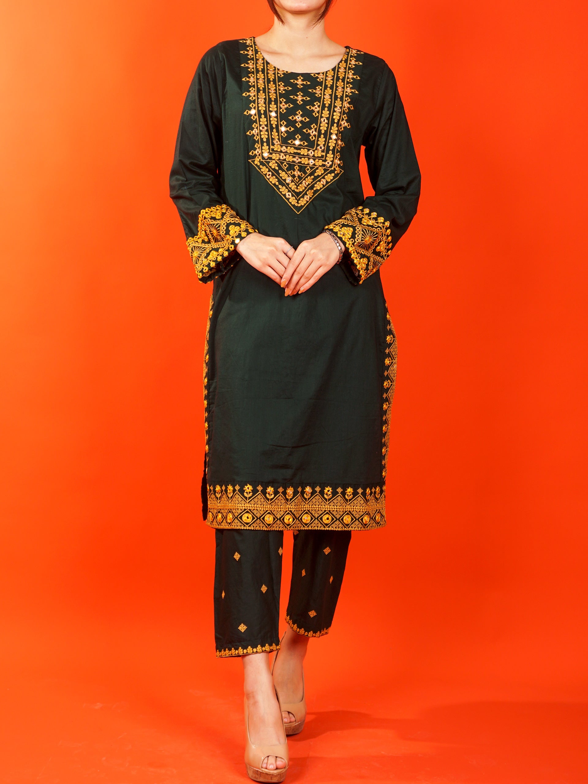 Green Embroidered 2 pc - 54980