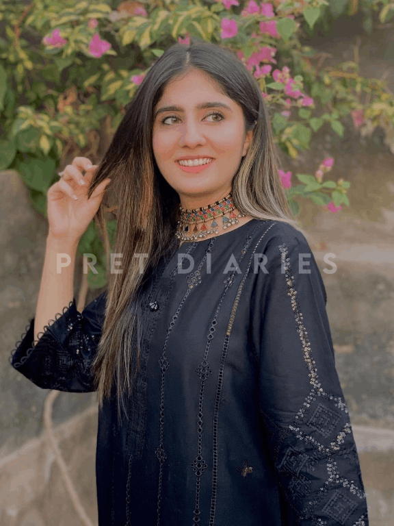 Black Khaddar Embroidered 2 pc - 55001
