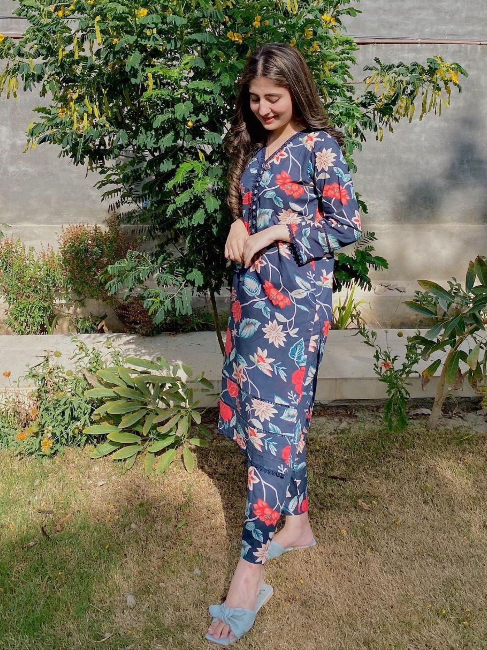 Black Digital Printed 2 pc - 54892