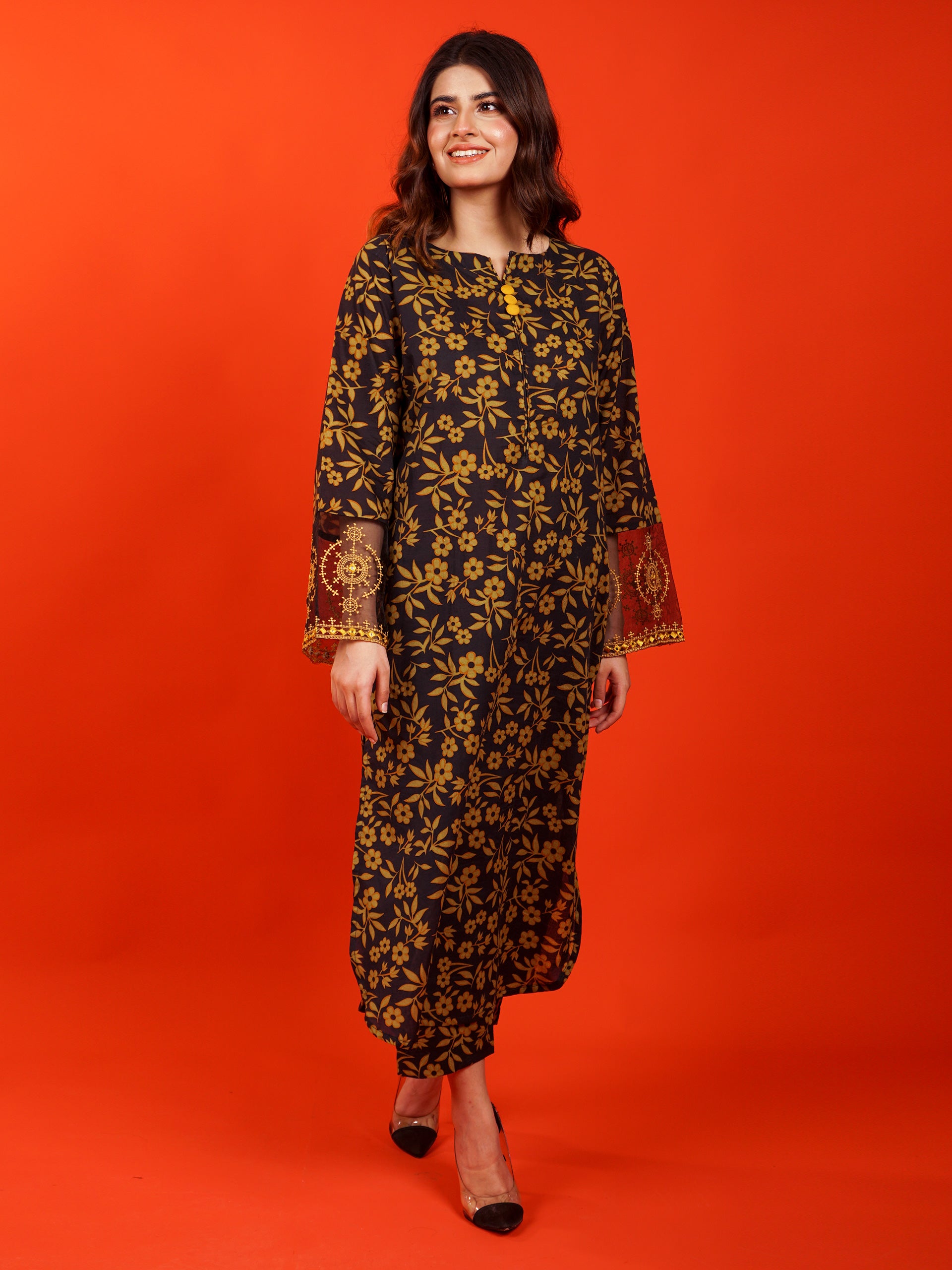 Black Digital Printed Embroidered 2 pc - 54947