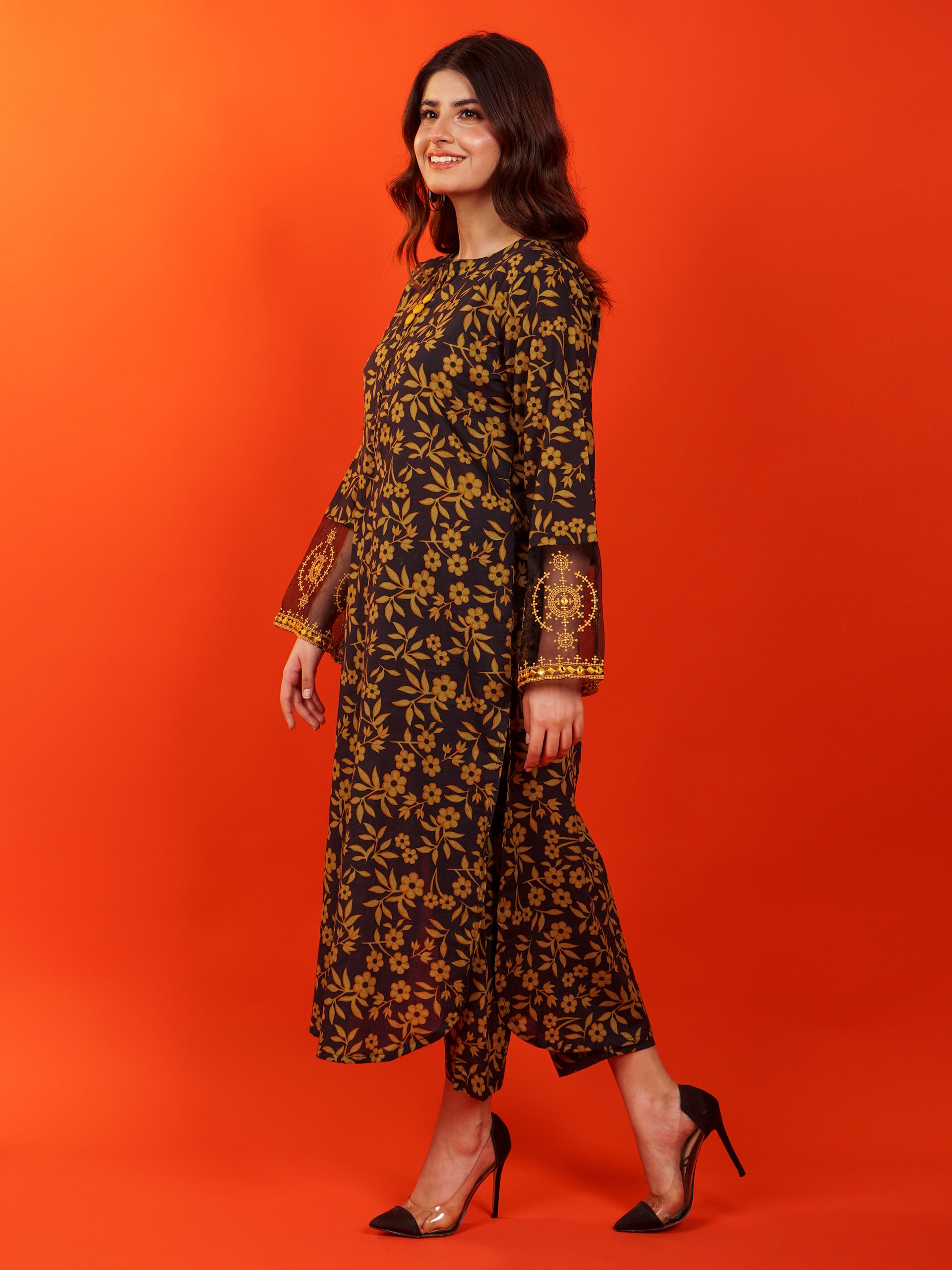 Black Digital Printed Embroidered 2 pc - 54947