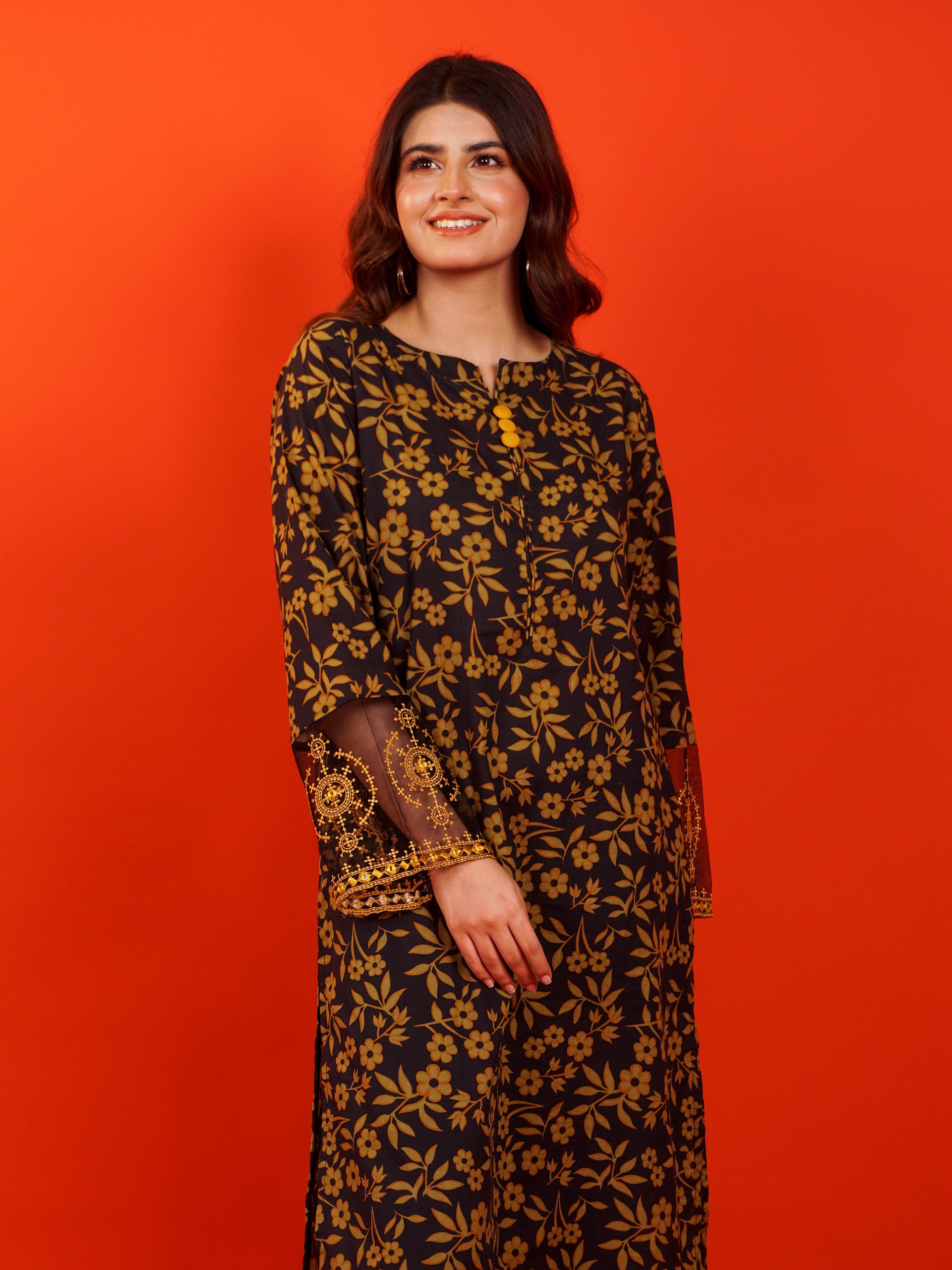 Black Digital Printed Embroidered 2 pc - 54947