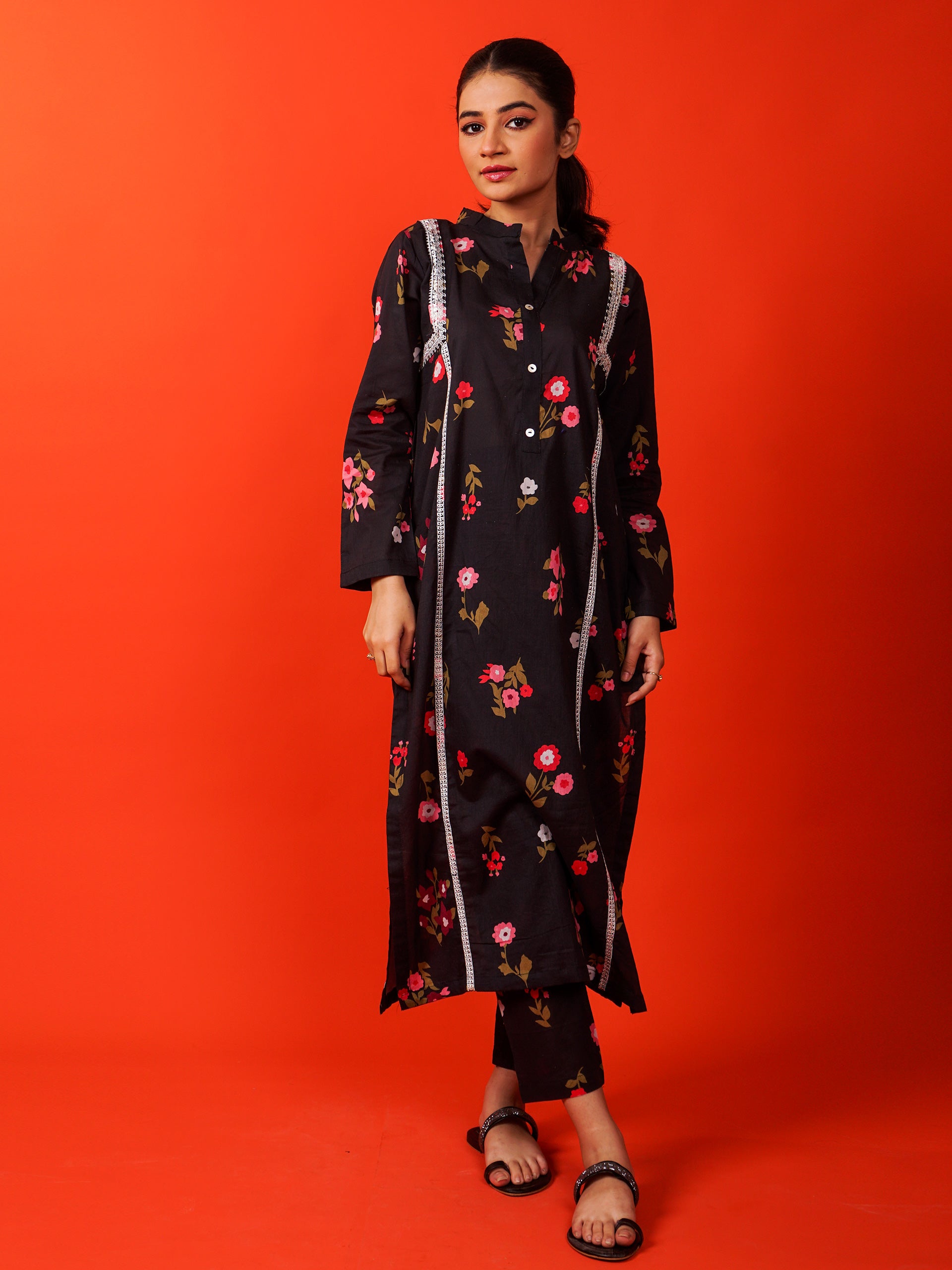 Black Digital Printed Embroidered 2 pc - 54940
