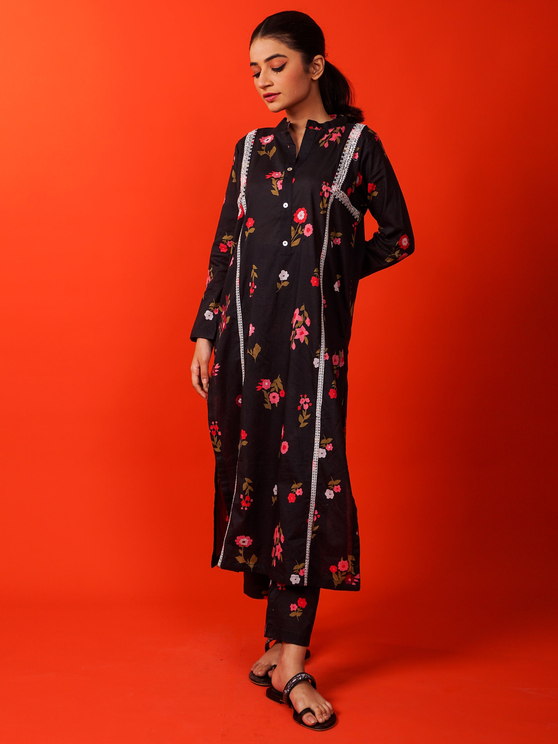 Black Digital Printed Embroidered 2 pc - 54940