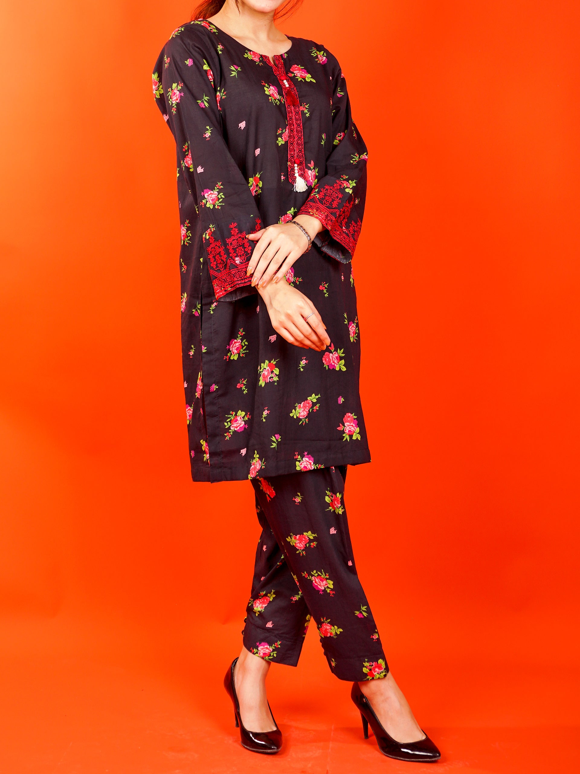 Black Digital Printed Embroidered 2 pc - 54986