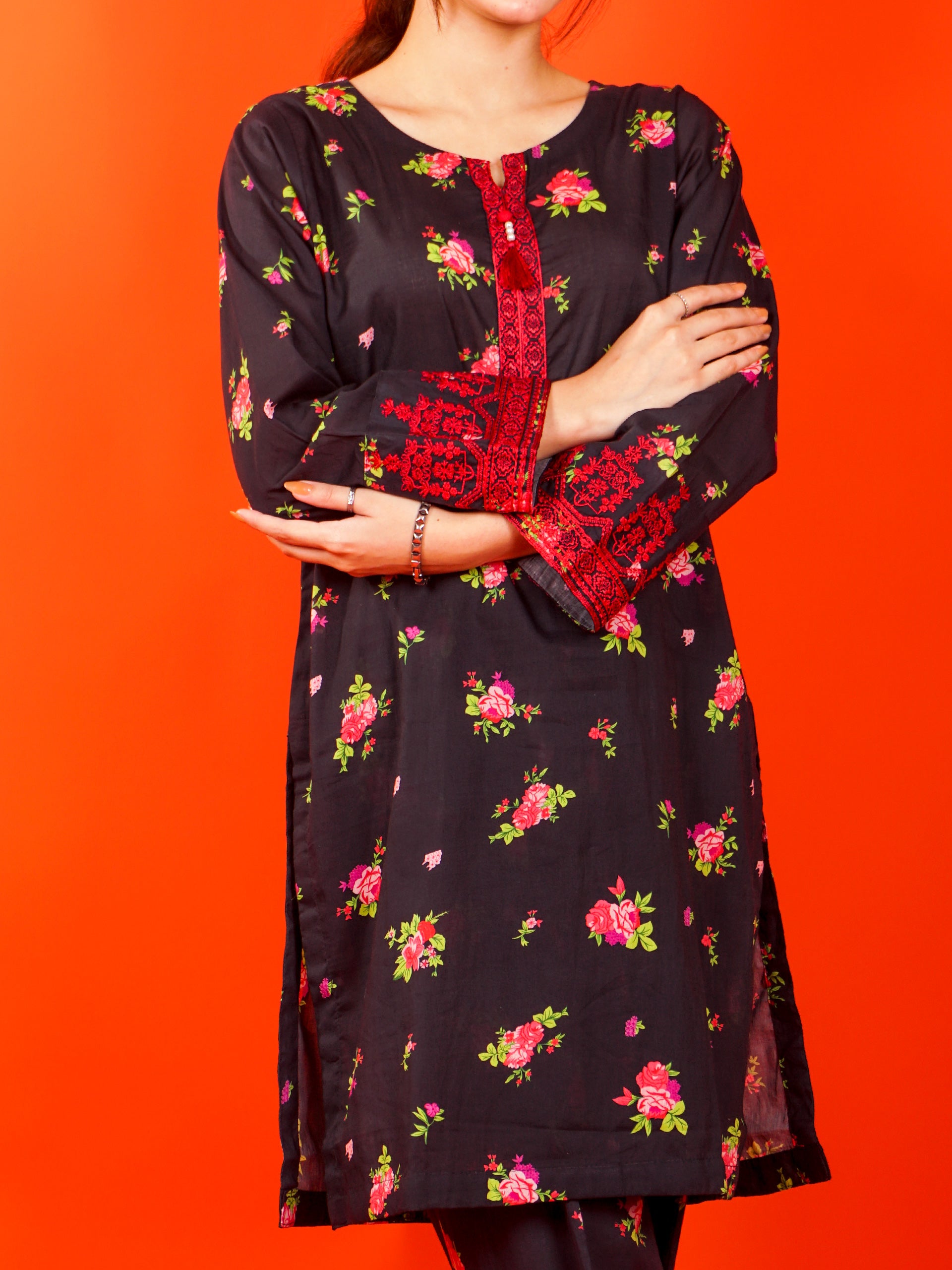 Black Digital Printed Embroidered 2 pc - 54986