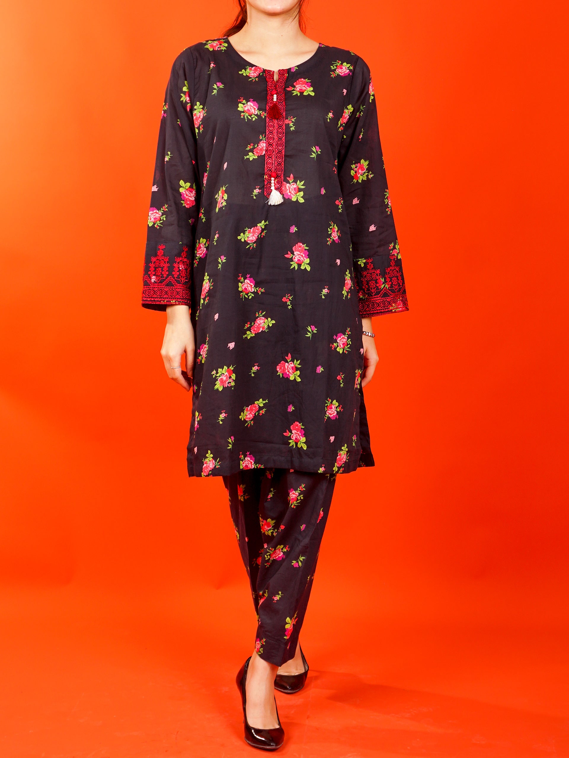 Black Digital Printed Embroidered 2 pc - 54986