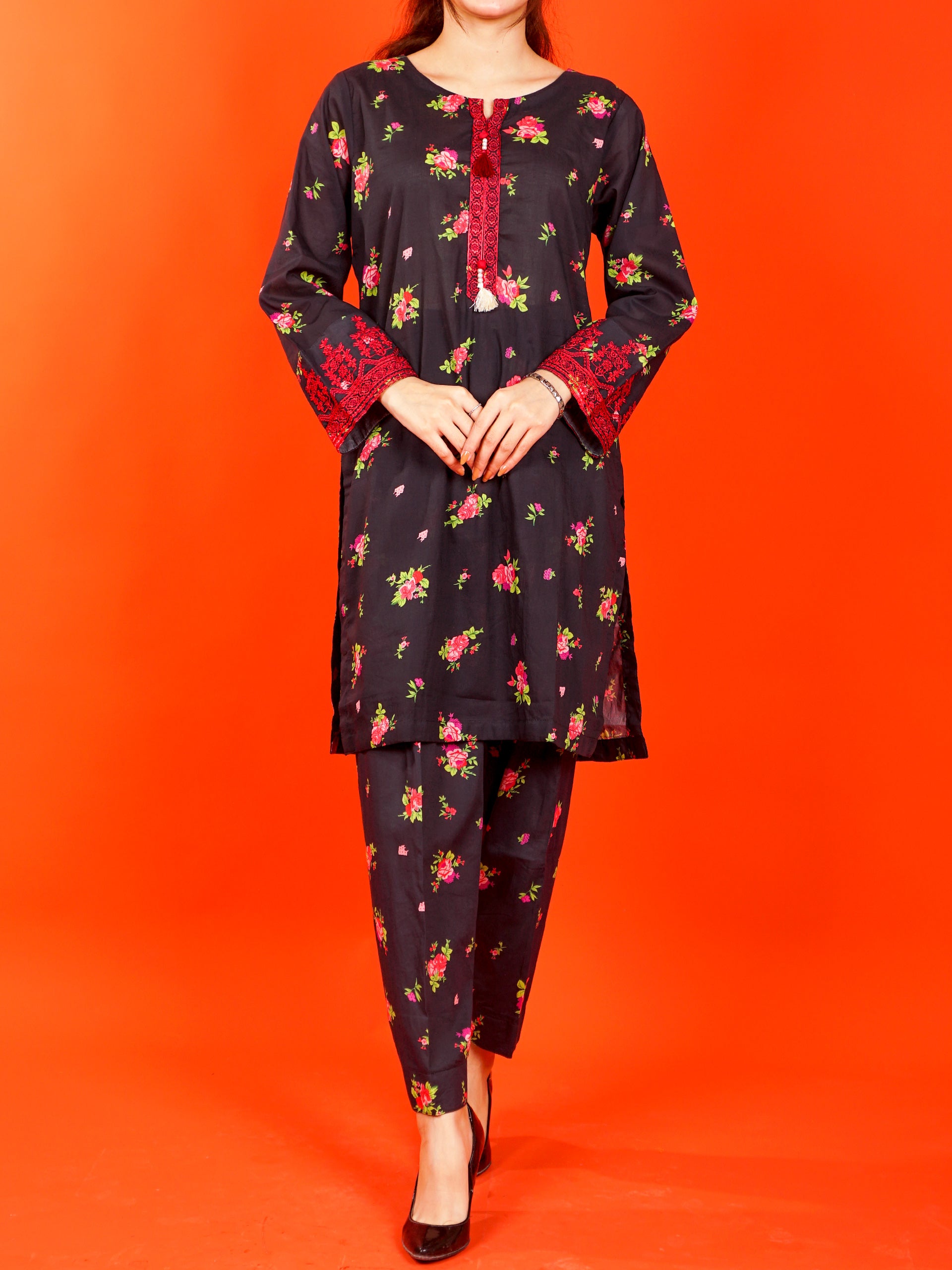 Black Digital Printed Embroidered 2 pc - 54986