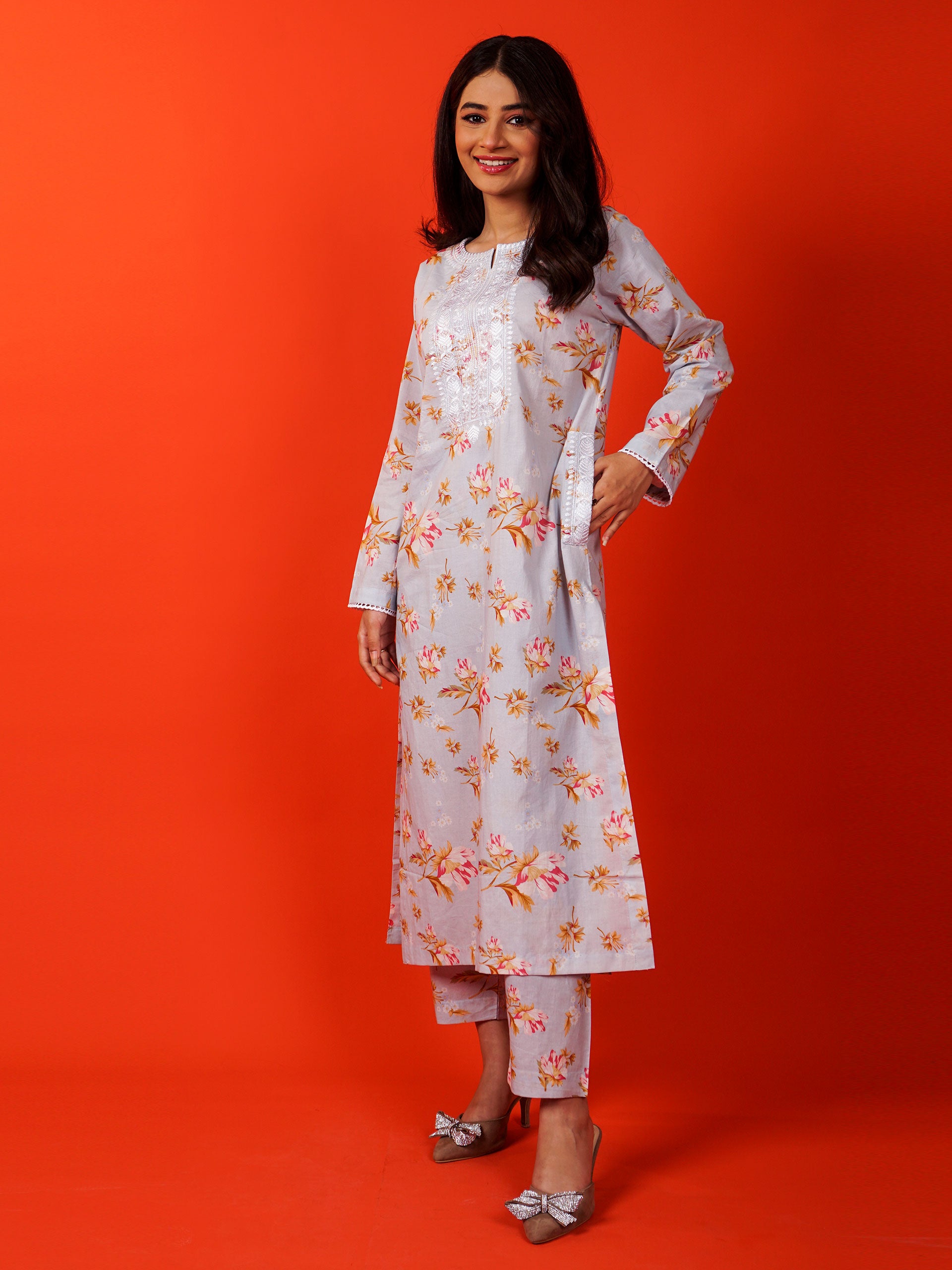 Blue Digital Printed Embroidered 2 pc - 54934