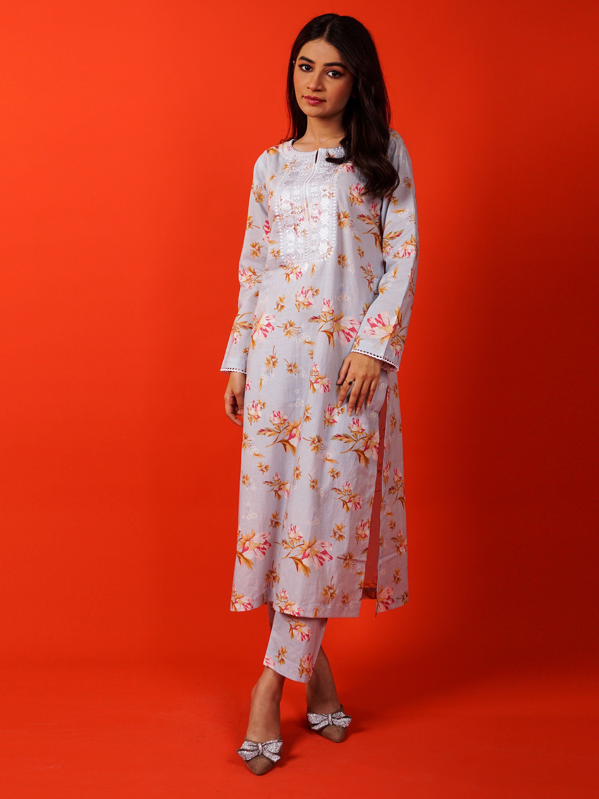 Blue Digital Printed Embroidered 2 pc - 54934