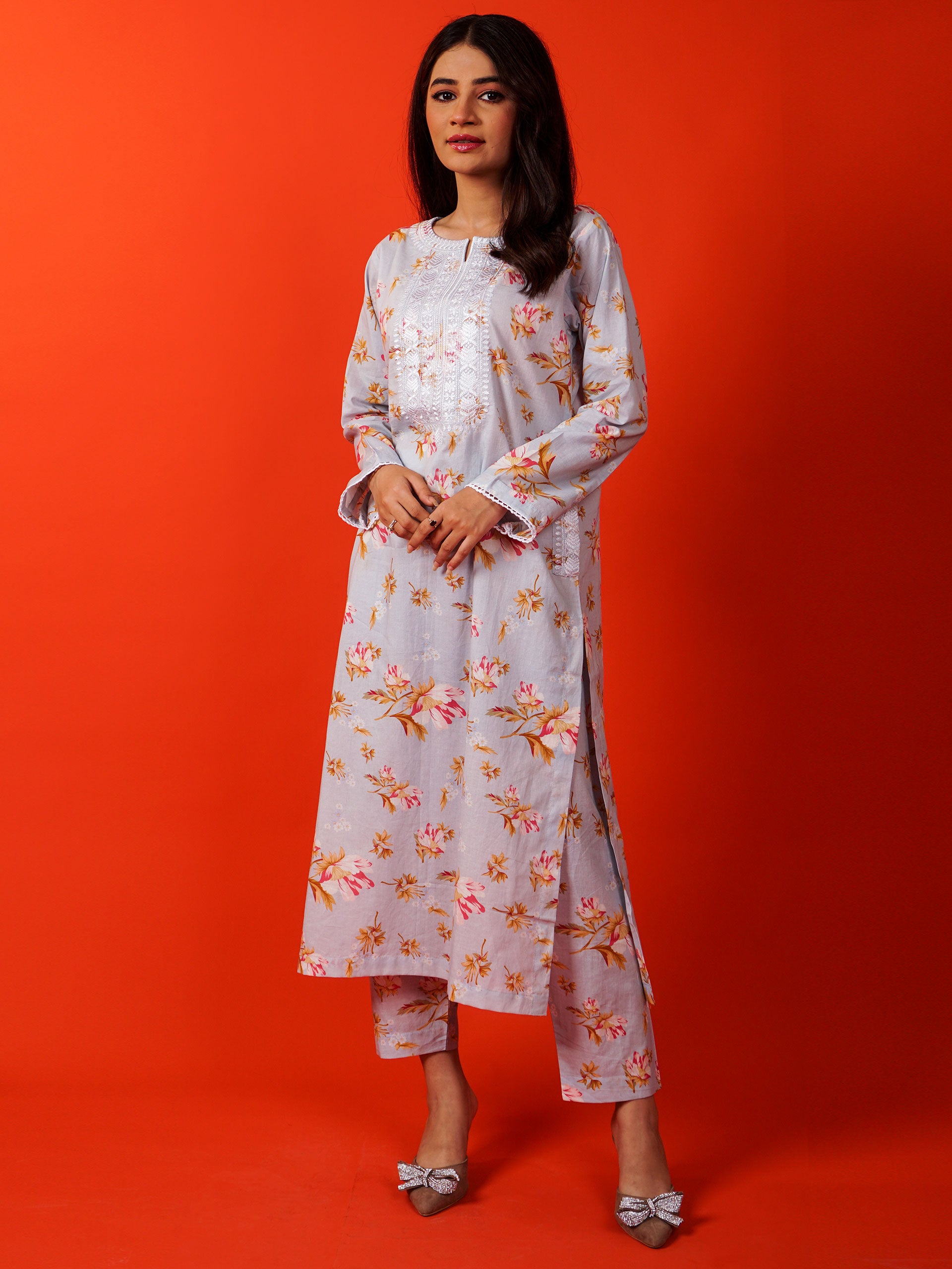 Blue Digital Printed Embroidered 2 pc - 54934