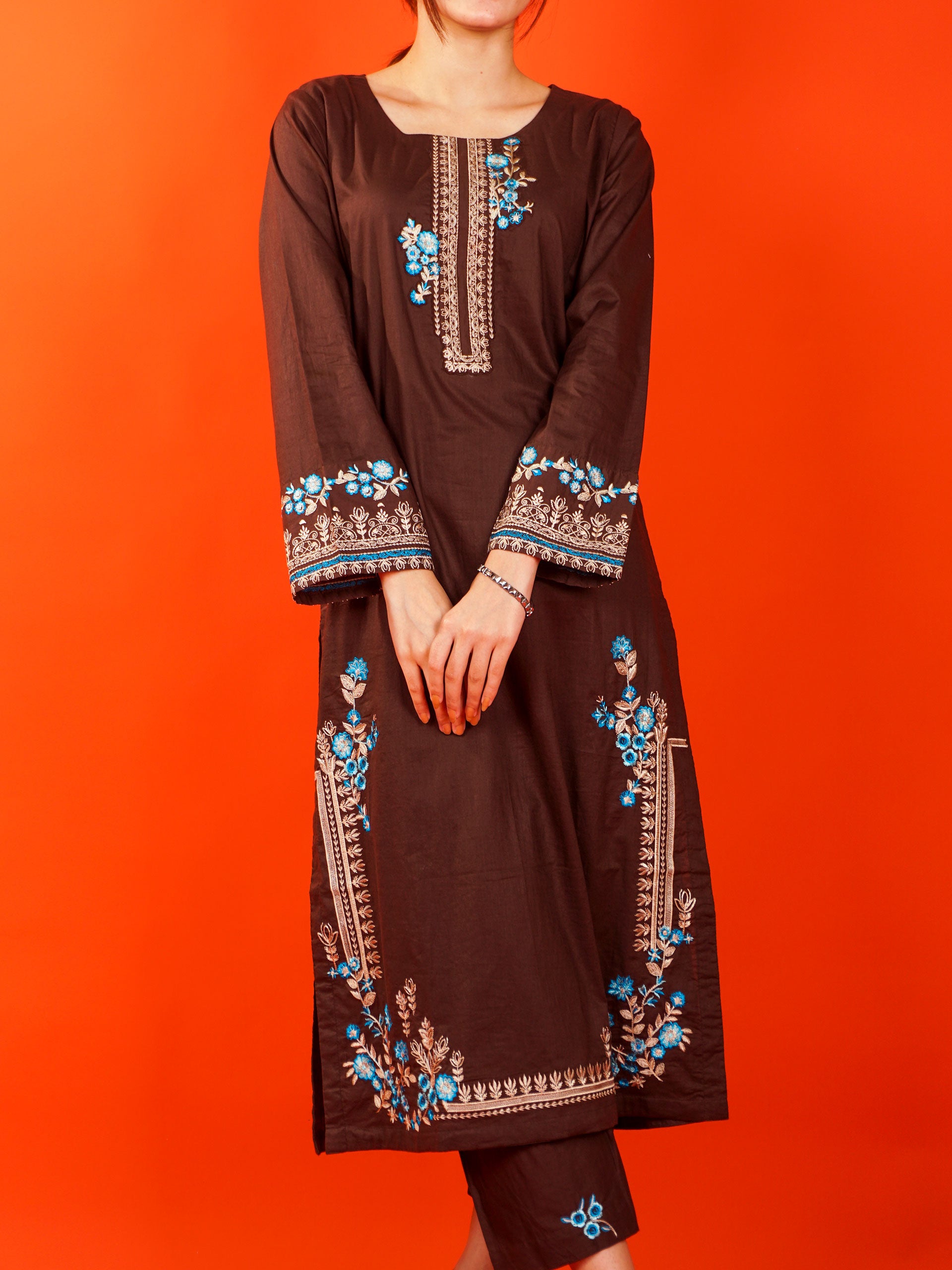 Brown Embroidered 2 pc - 54988