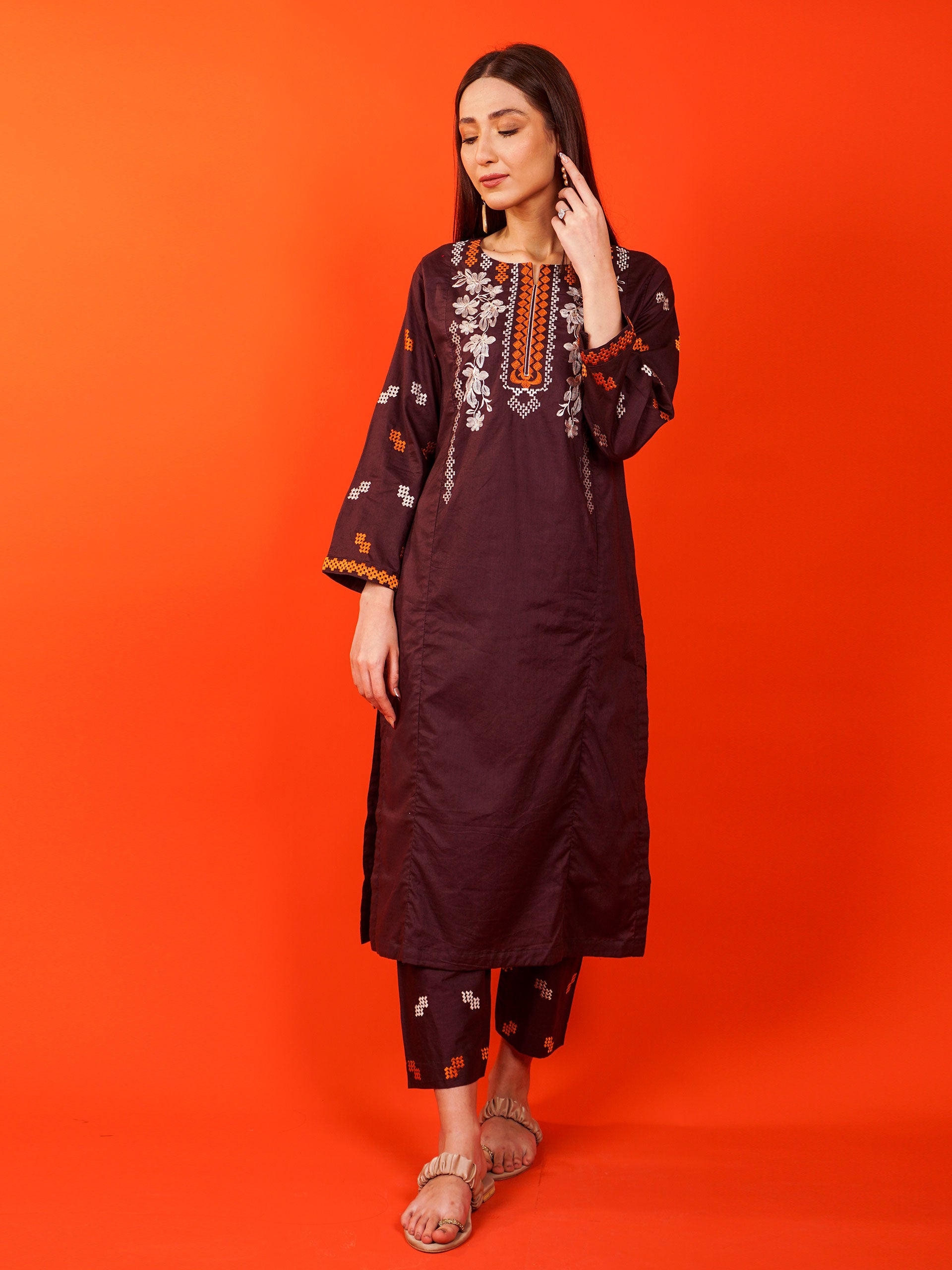 Purple Embroidered 2 pc - 54925