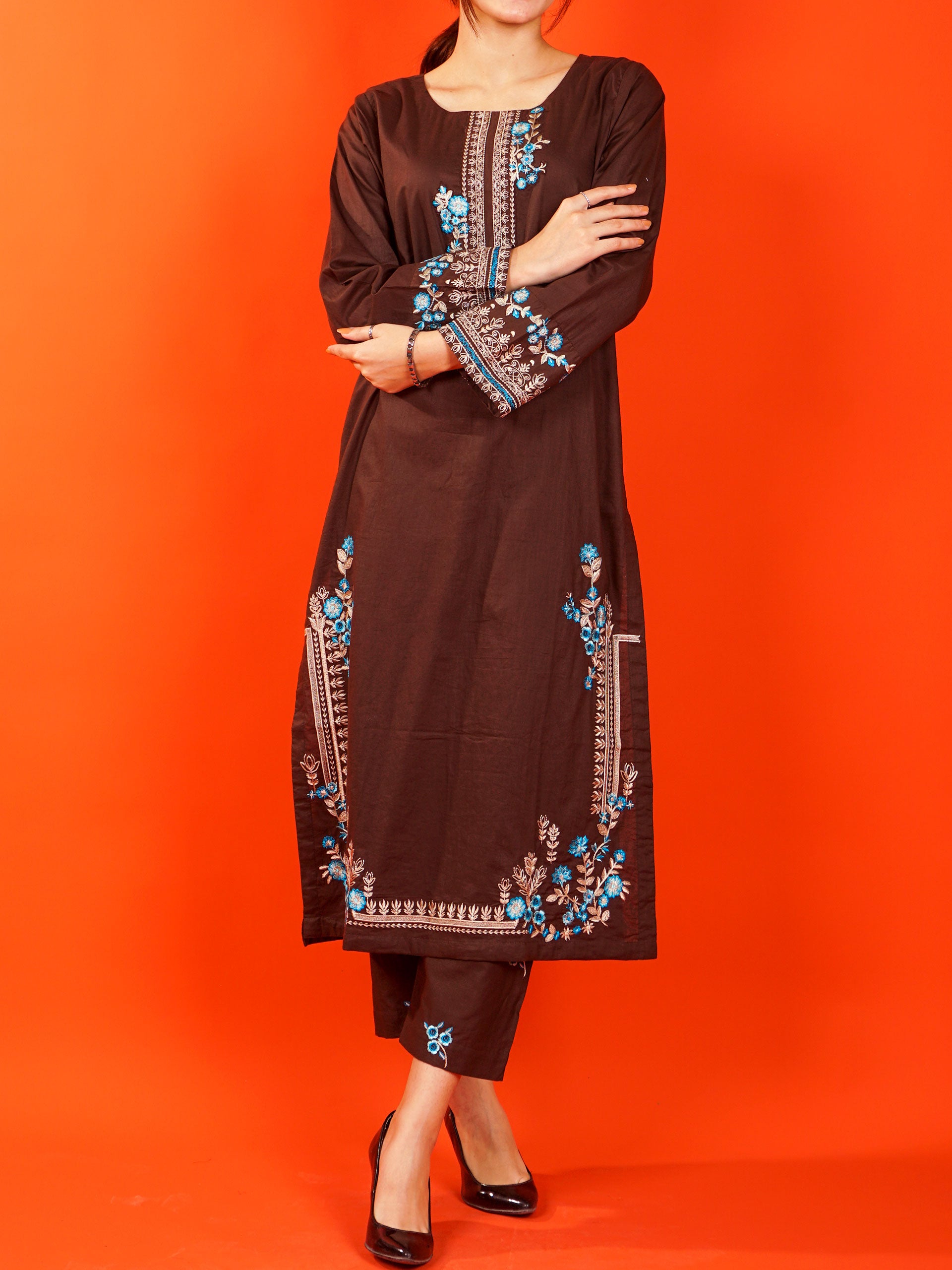 Brown Embroidered 2 pc - 54988