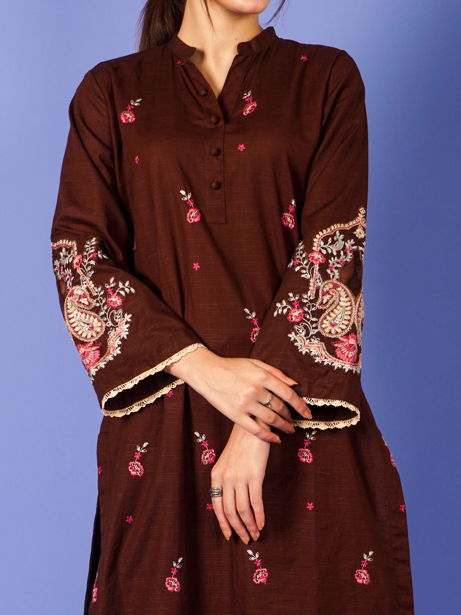 Brown Khaddar Embroidered 2 pc - 55015