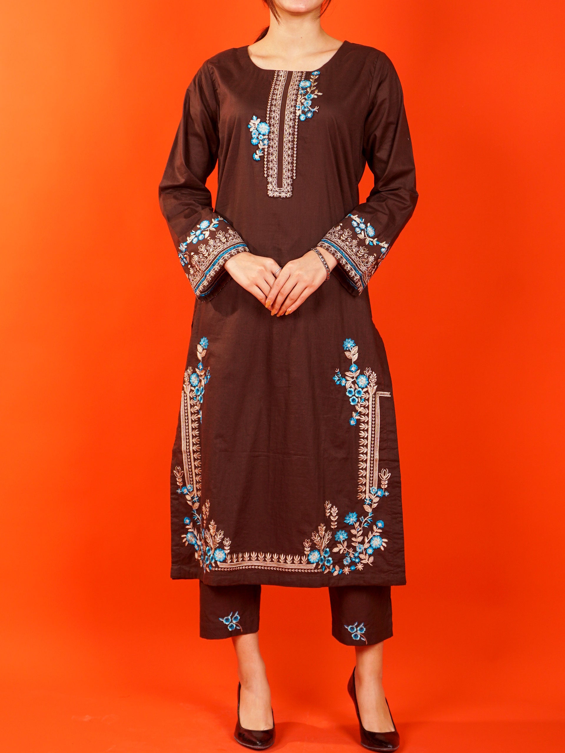 Brown Embroidered 2 pc - 54988