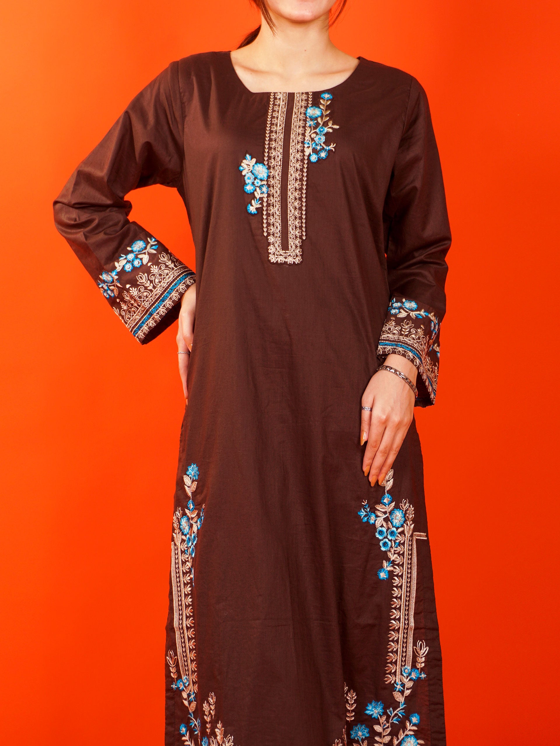 Brown Embroidered 2 pc - 54988