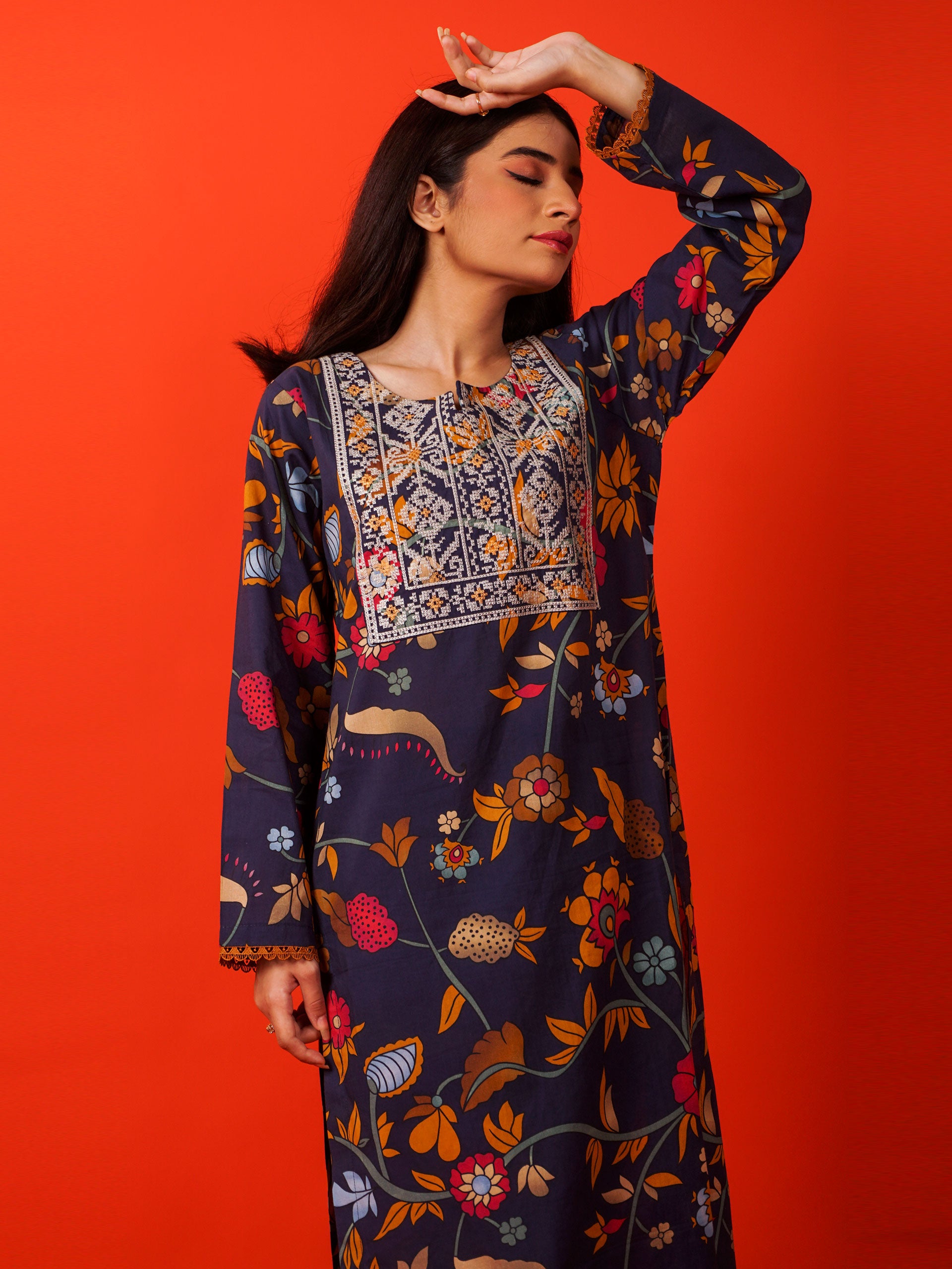 Blue Digital Printed Embroidered 2 pc - 54930