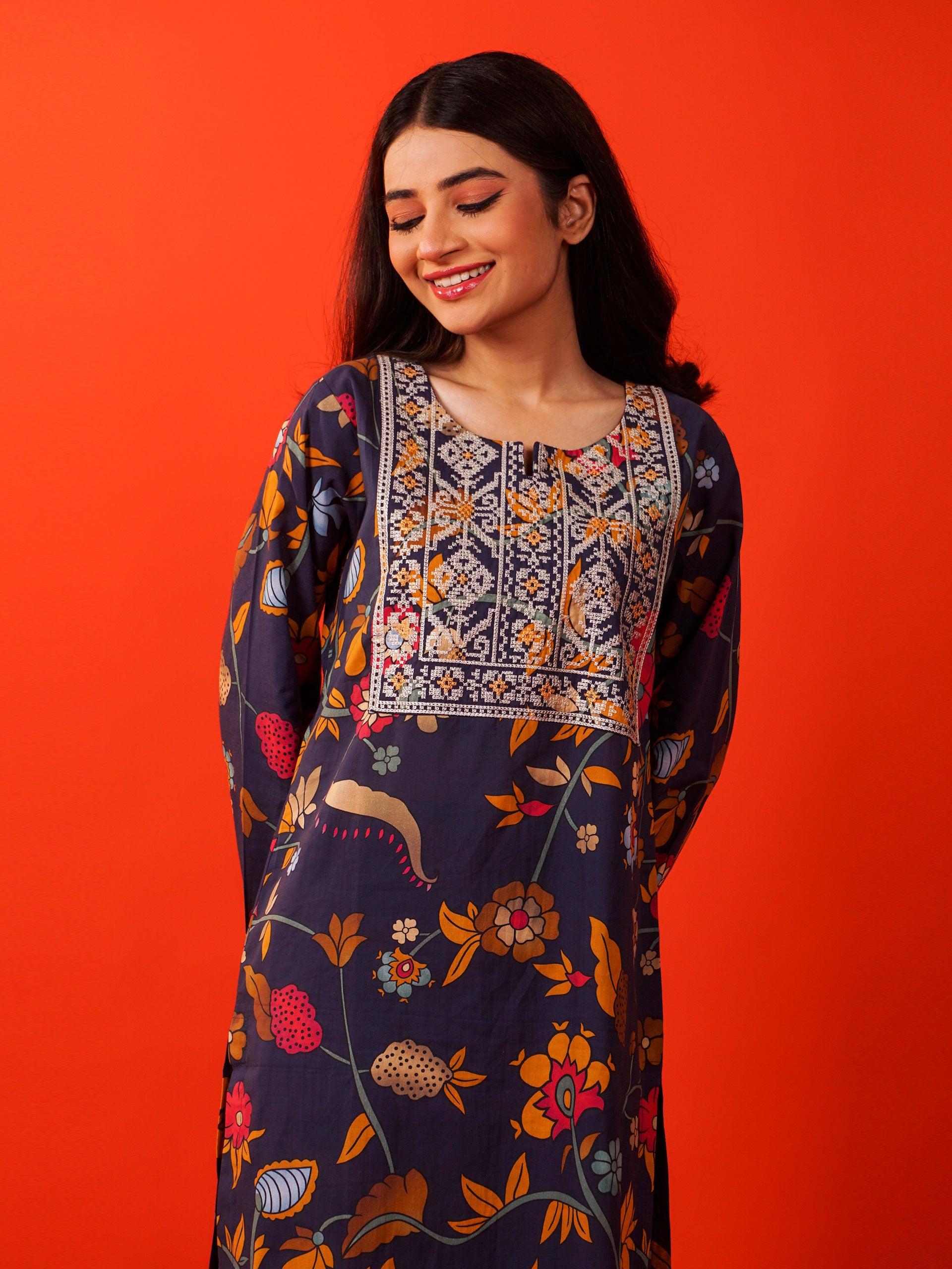 Blue Digital Printed Embroidered 2 pc - 54930