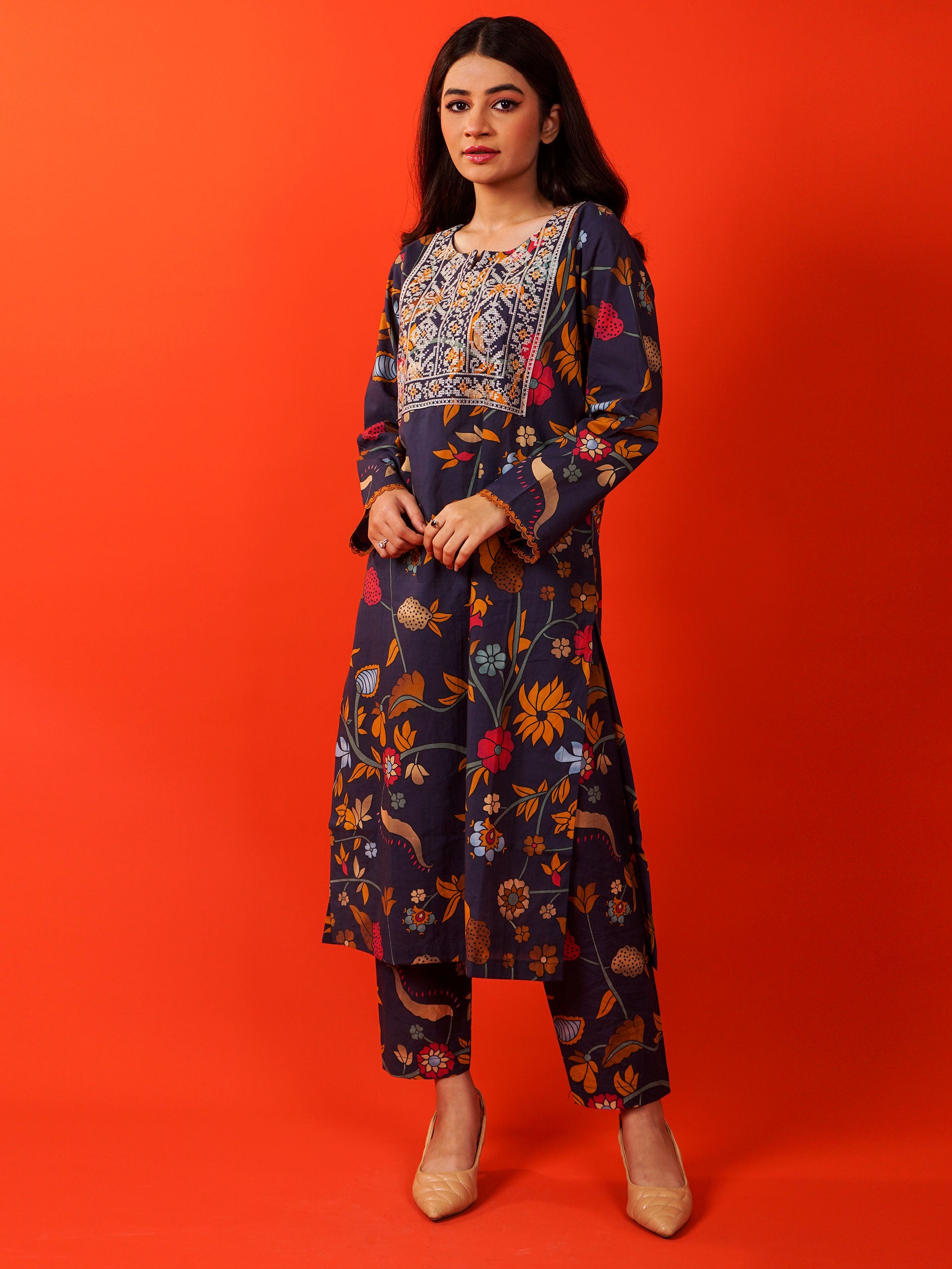 Blue Digital Printed Embroidered 2 pc - 54930