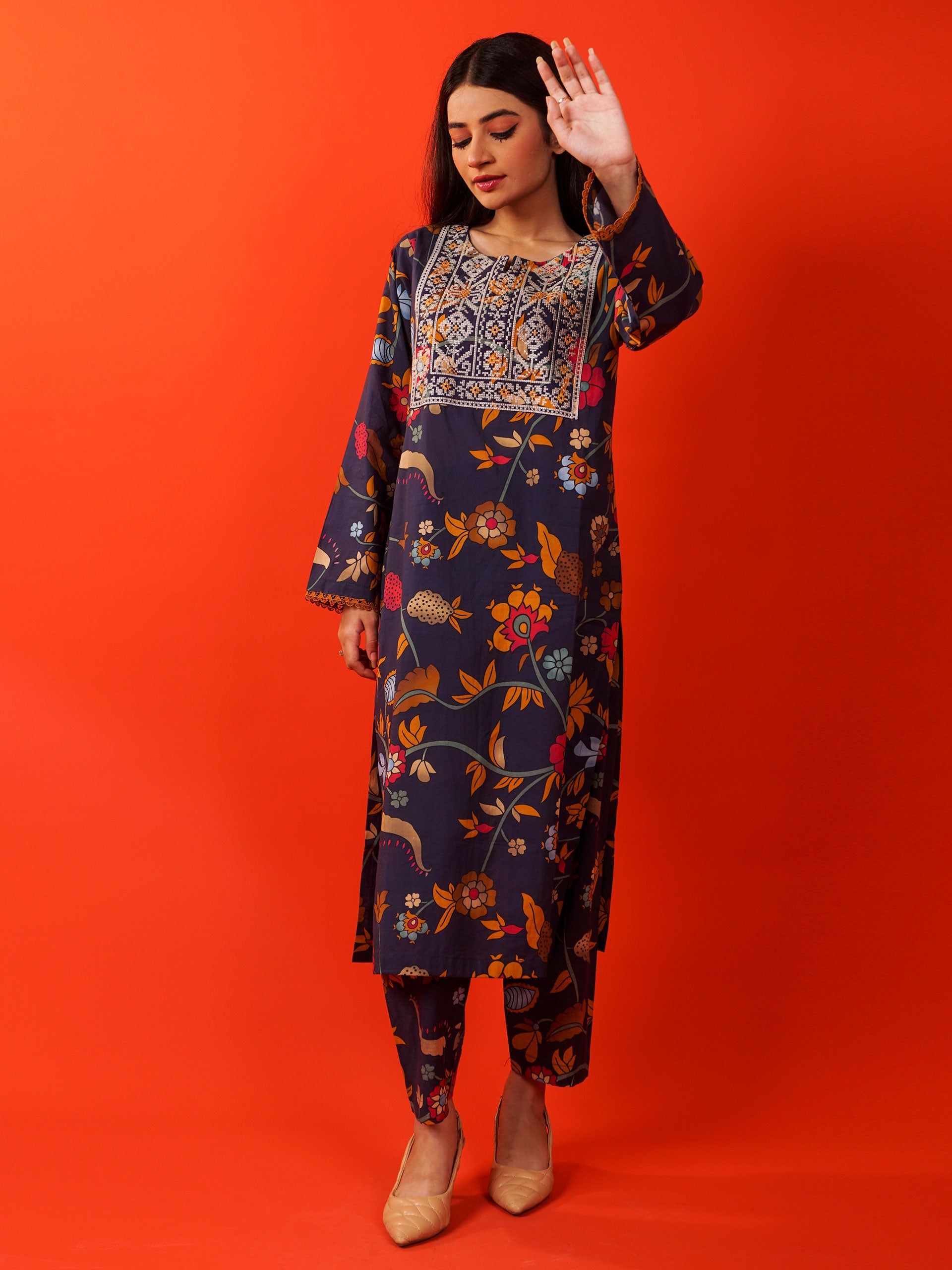 Blue Digital Printed Embroidered 2 pc - 54930