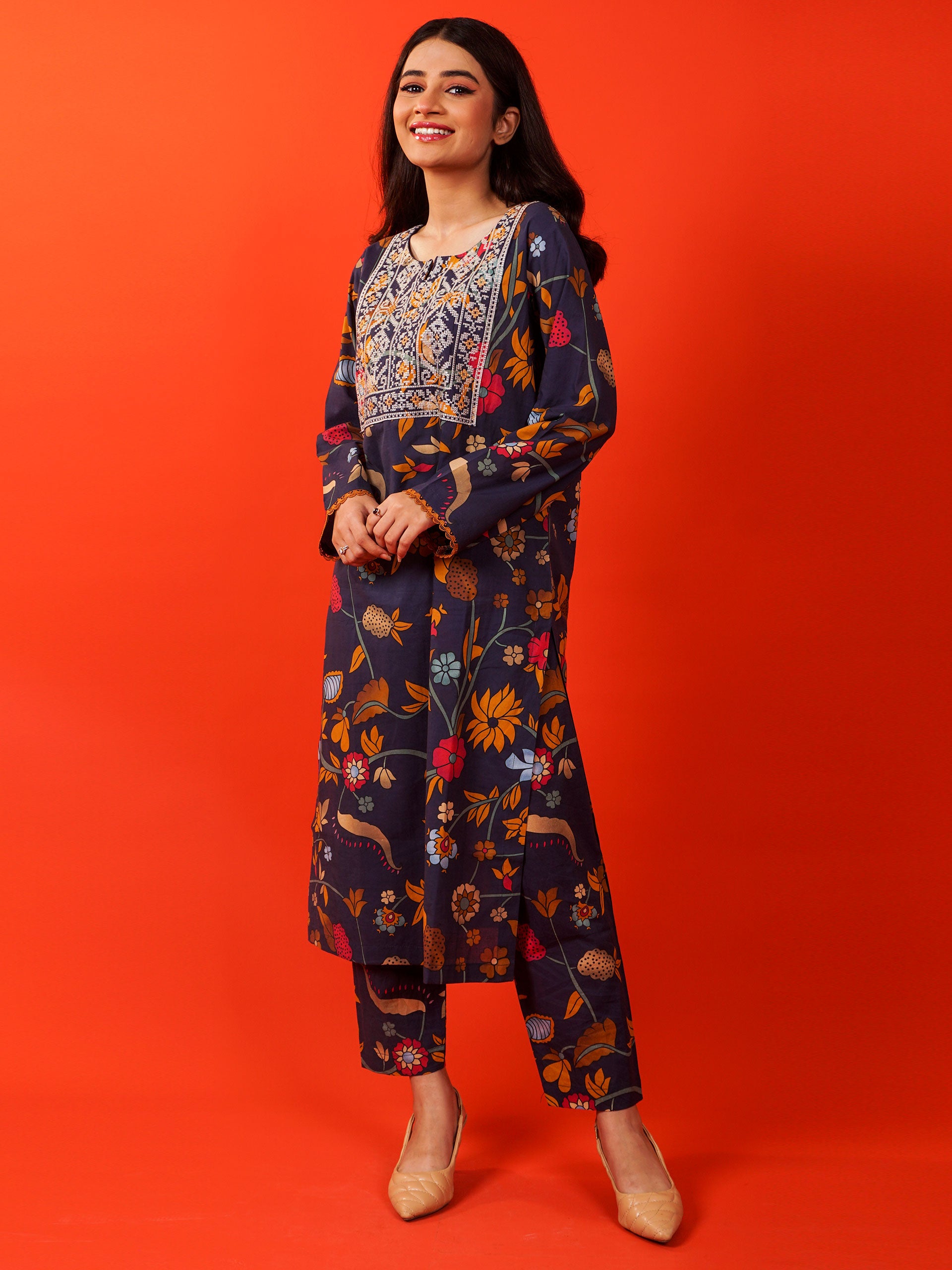 Blue Digital Printed Embroidered 2 pc - 54930