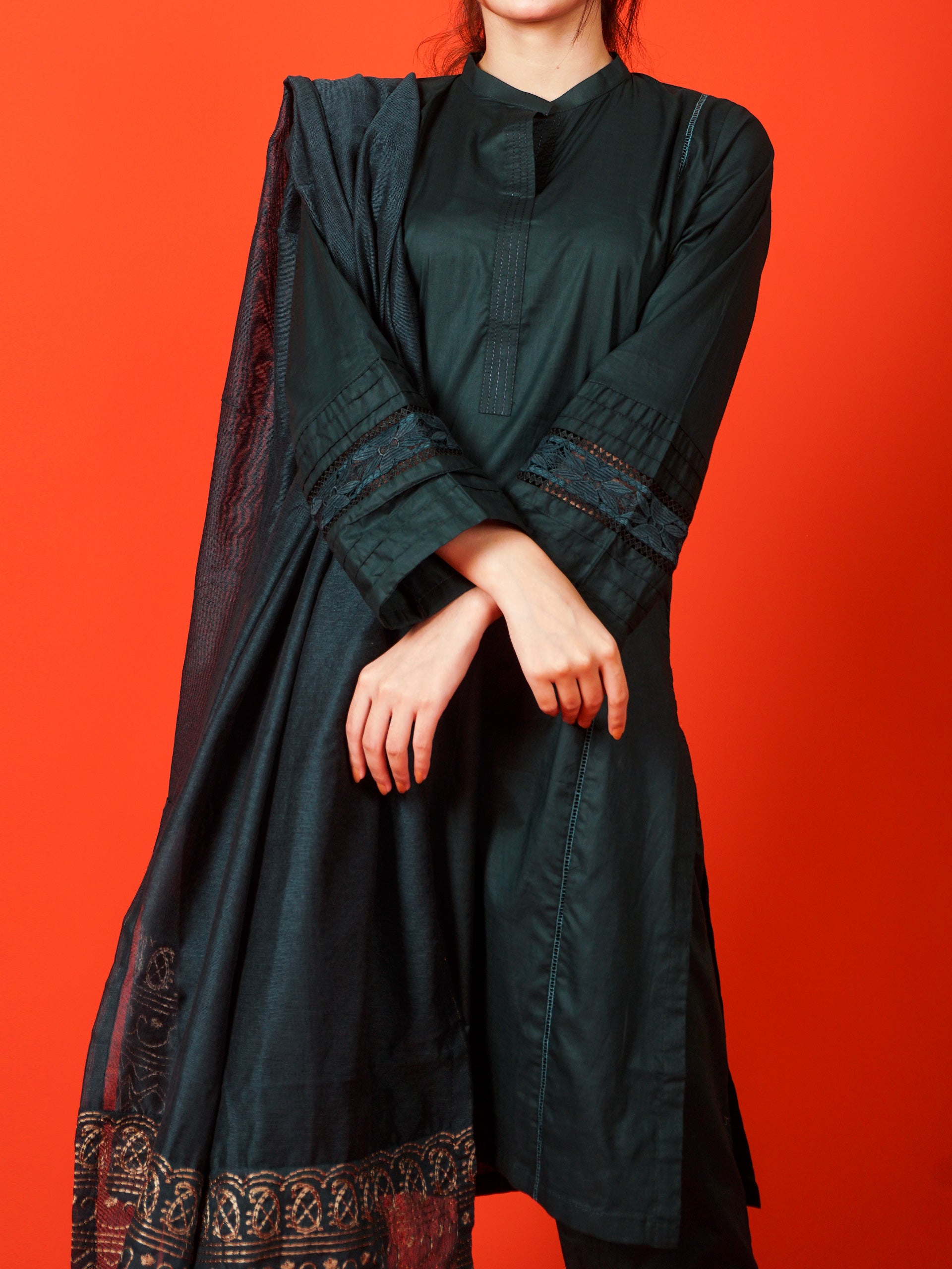 Green Embroidered 3 pc - 54995