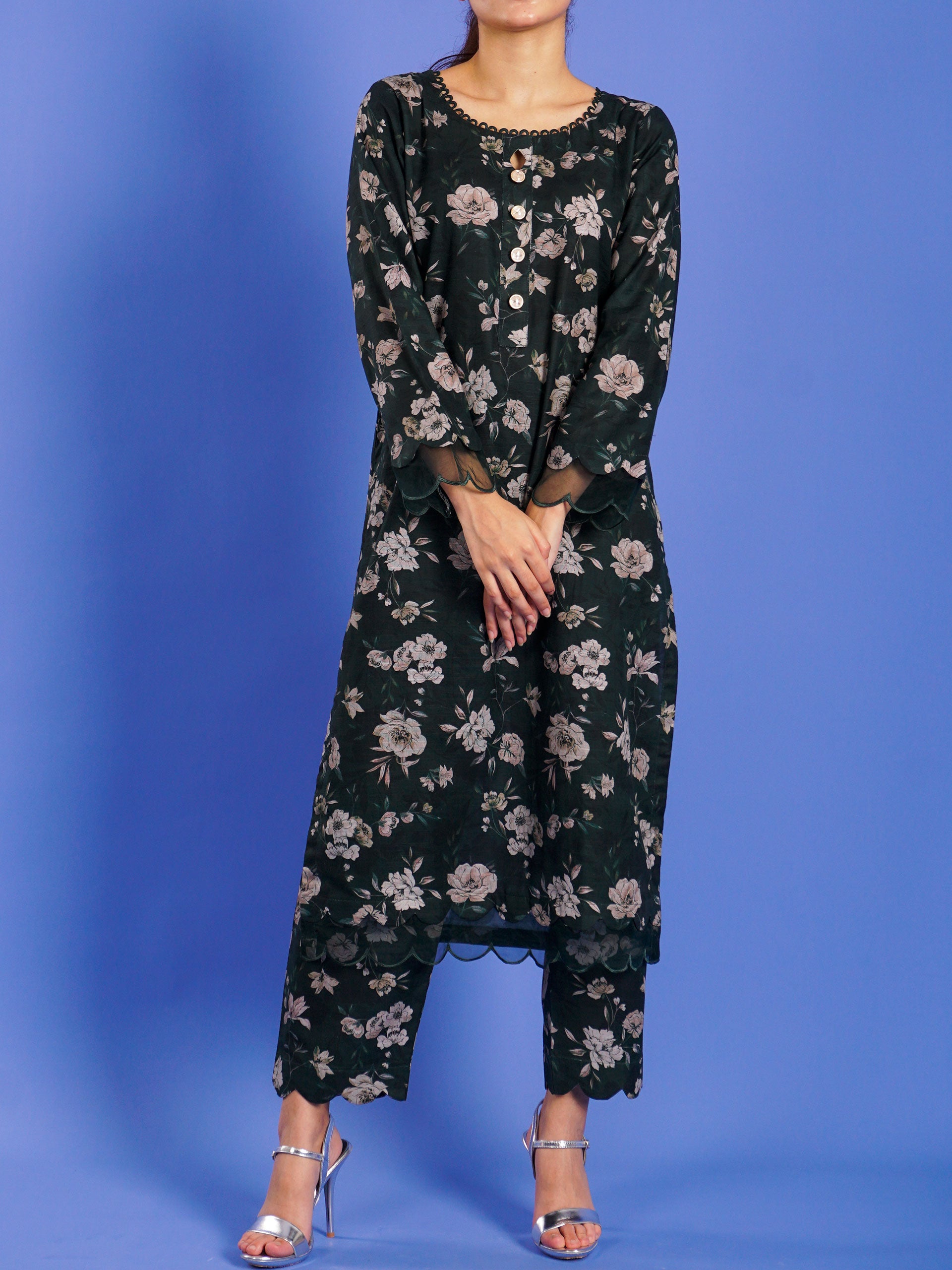 Dark Green Khaddar Digital Printed 2 pc - 55041