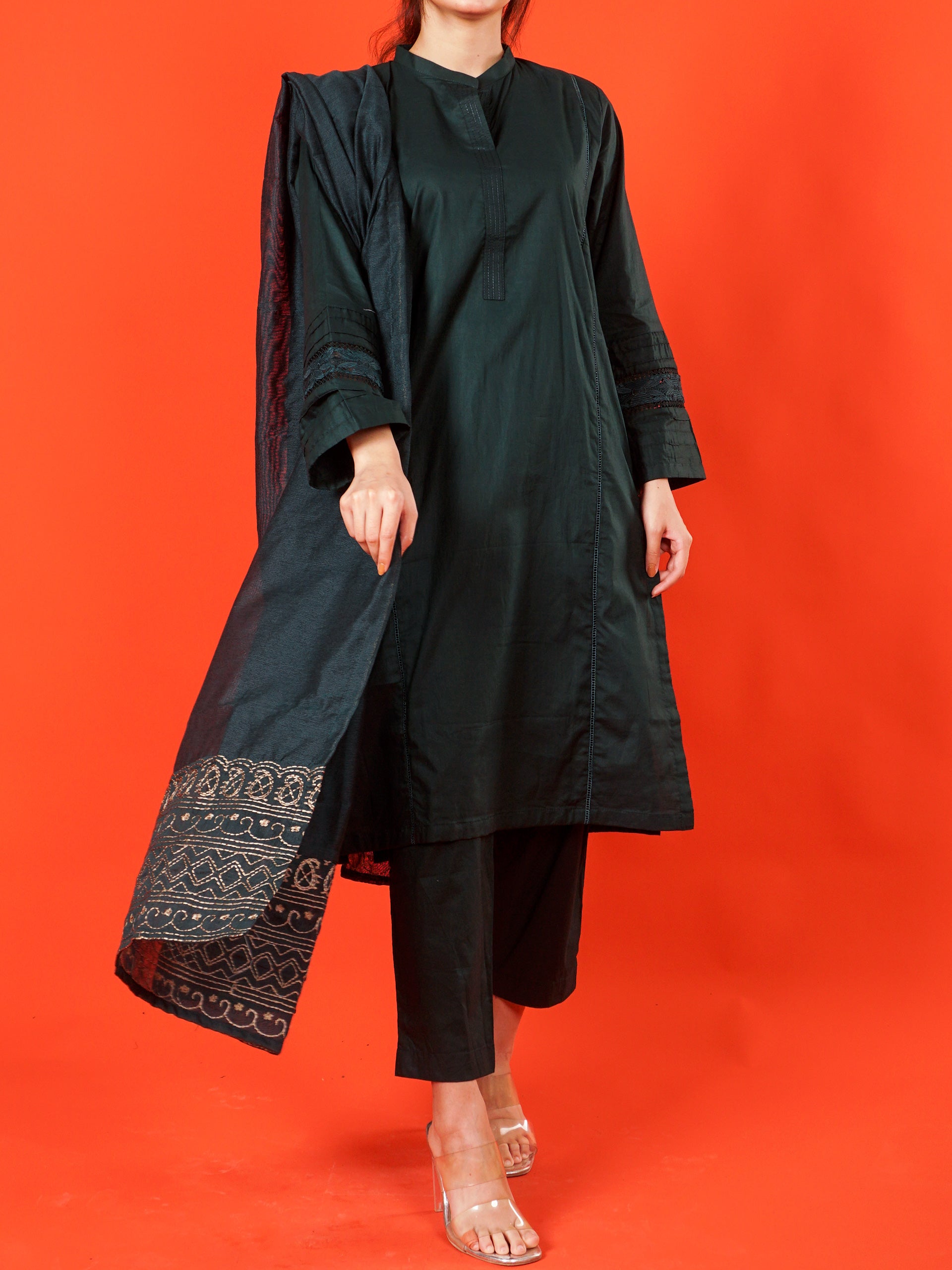 Green Embroidered 3 pc - 54995