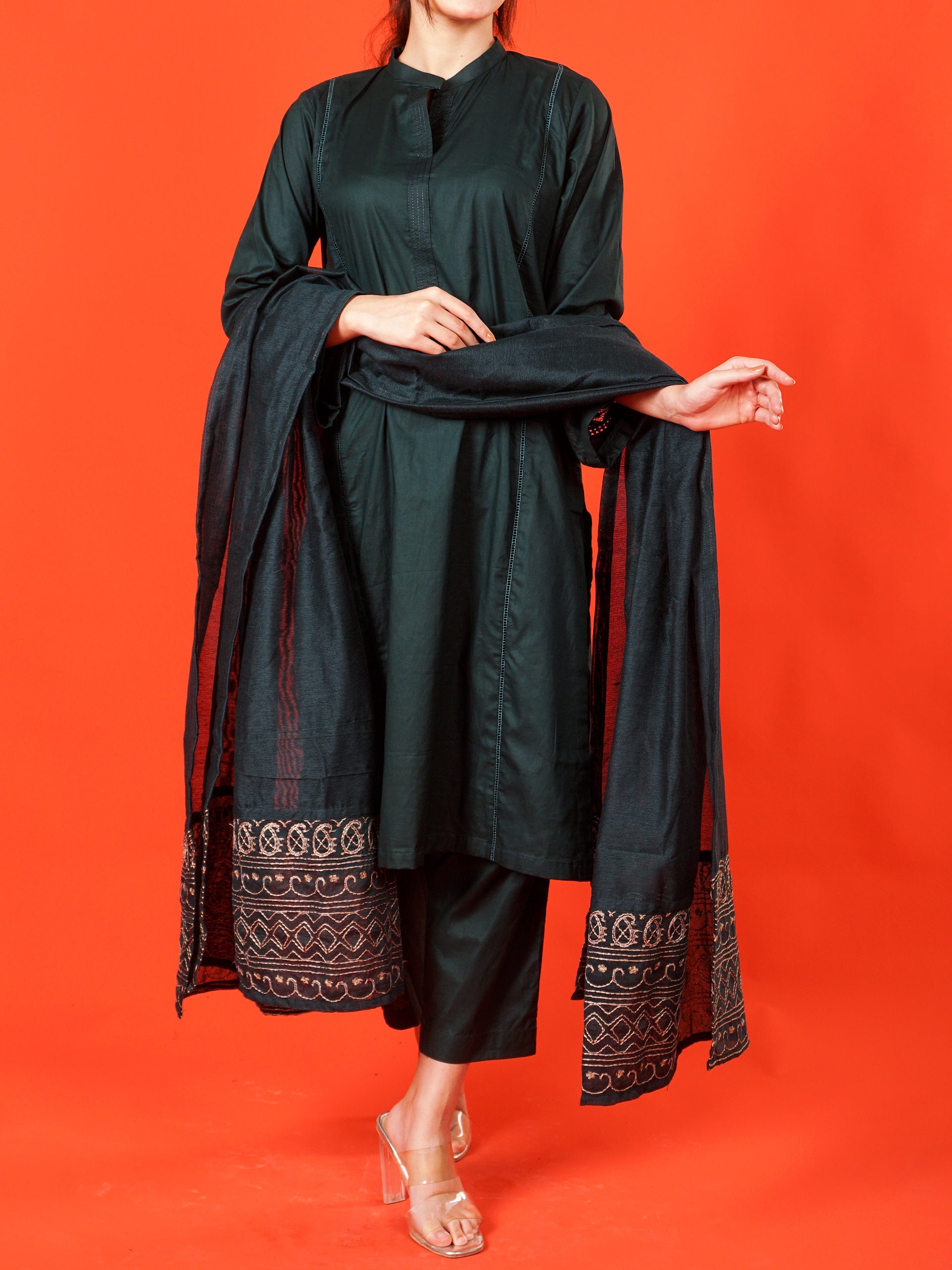 Green Embroidered 3 pc - 54995