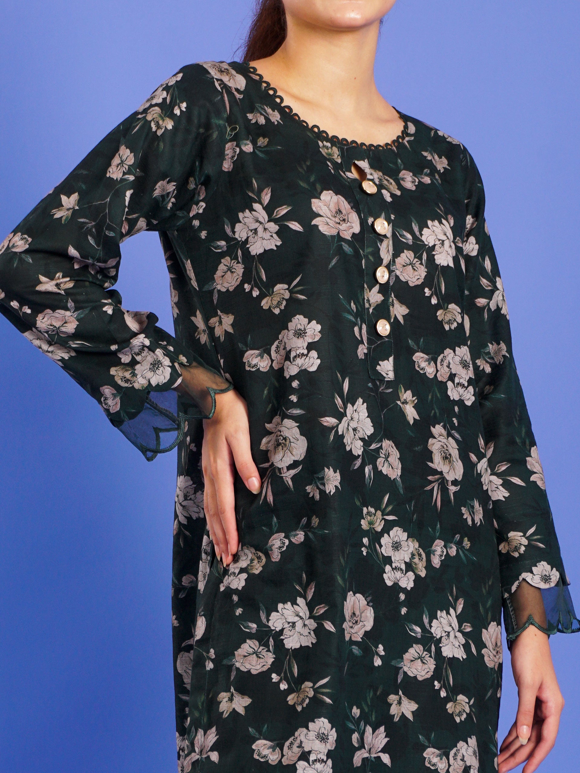 Dark Green Khaddar Digital Printed 2 pc - 55041