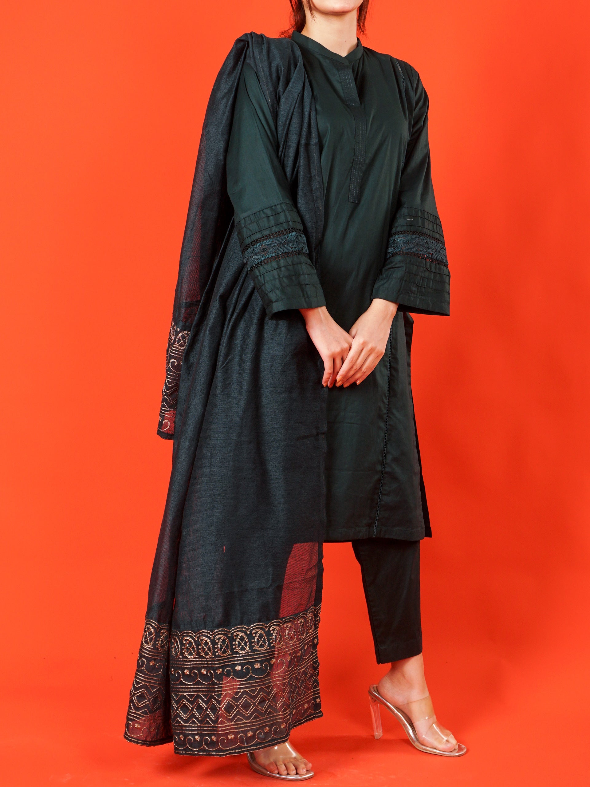 Green Embroidered 3 pc - 54995