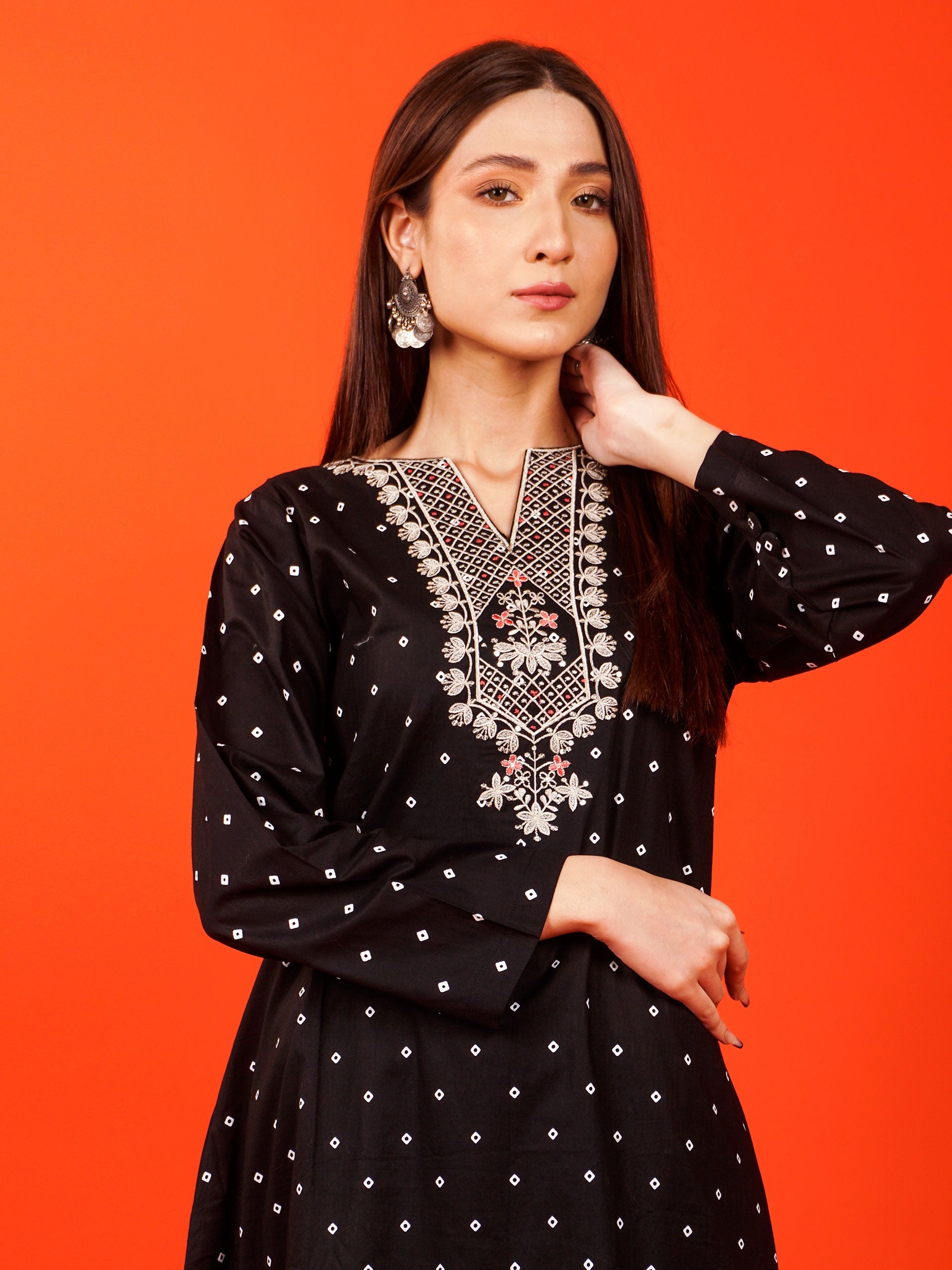Black Khaddar Printed Embroidered 2 pc - 54923