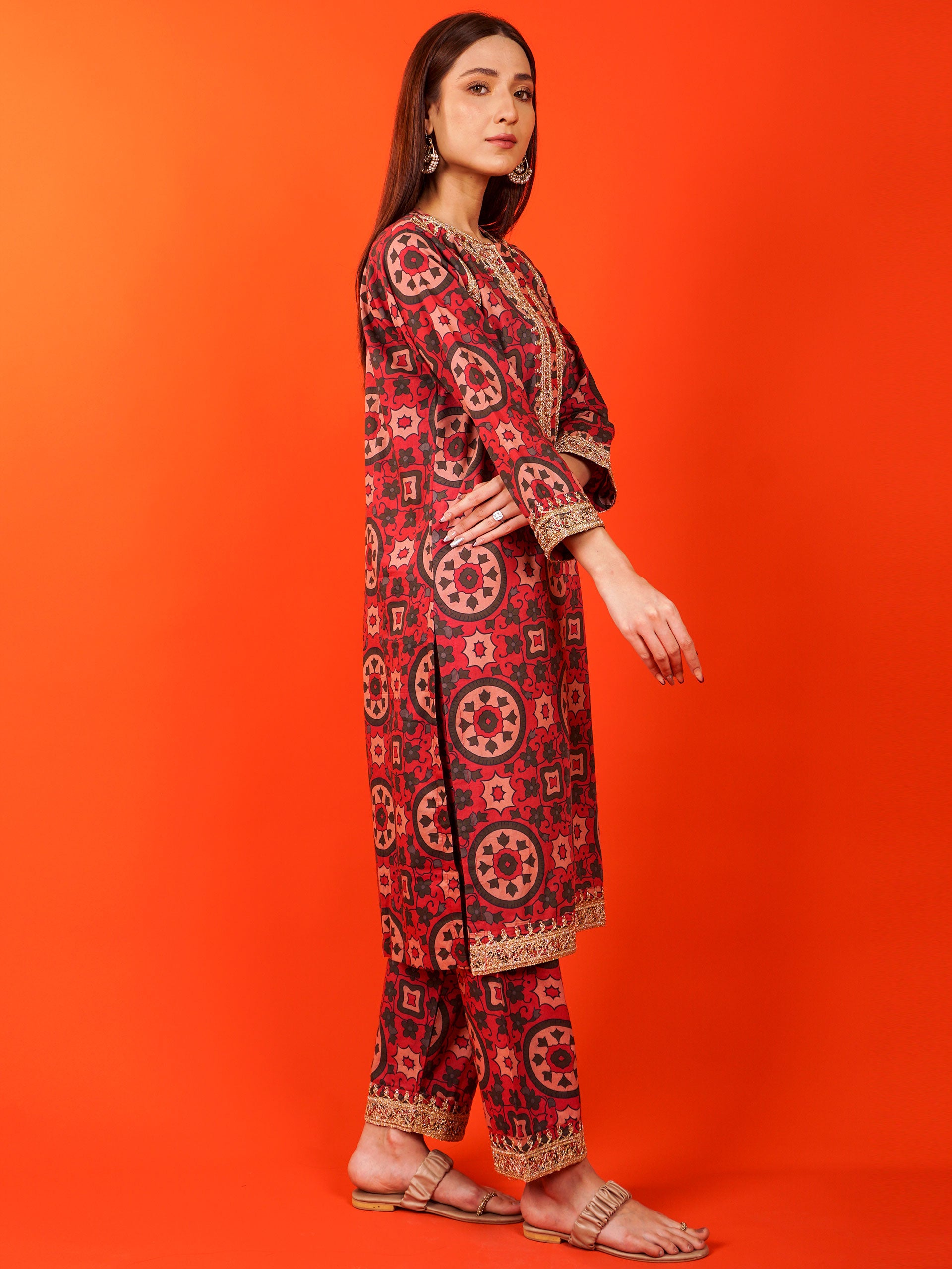 Maroon Digital Printed Dori Embroidered 2 pc - 54927