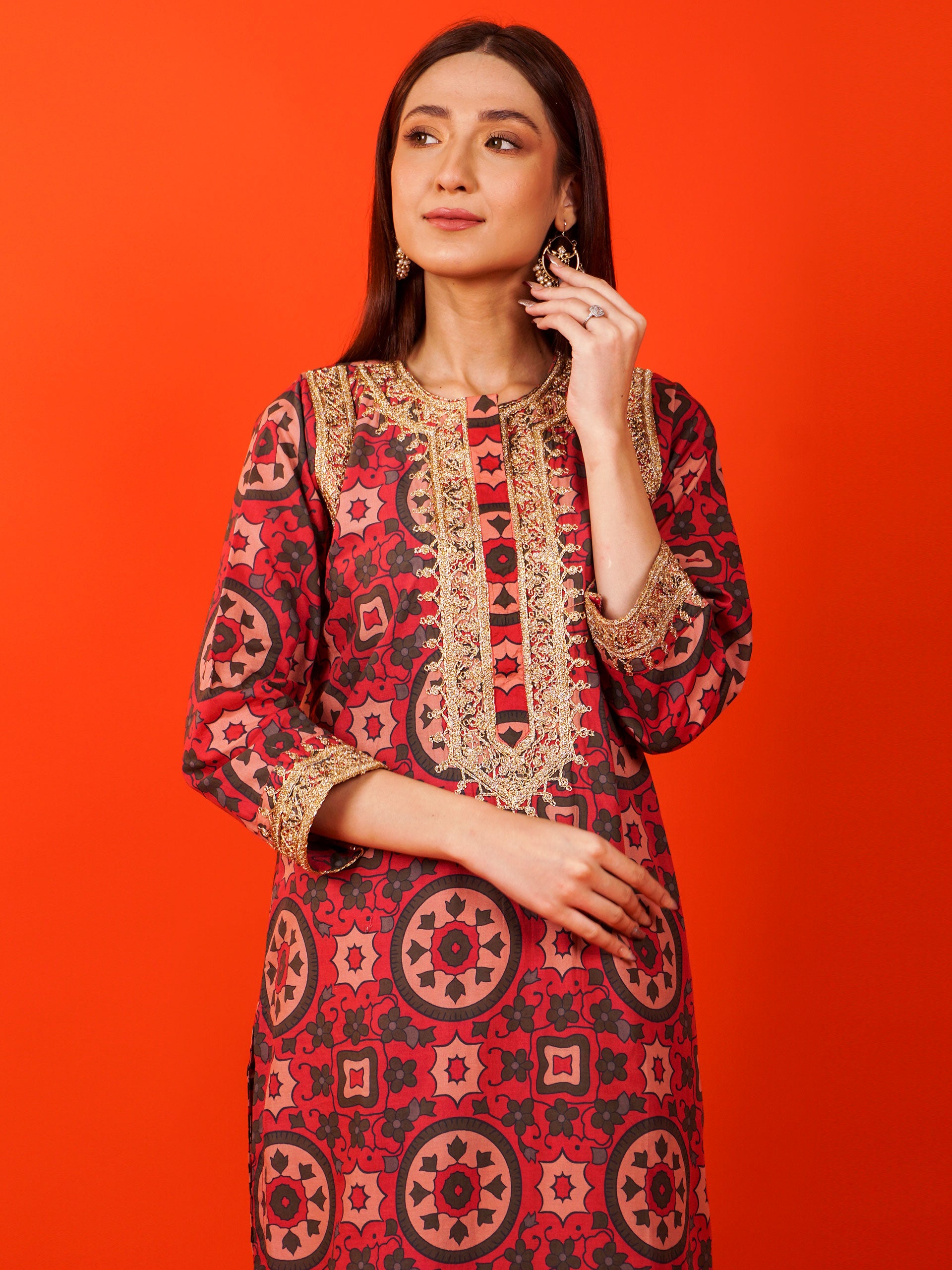 Maroon Digital Printed Dori Embroidered 2 pc - 54927