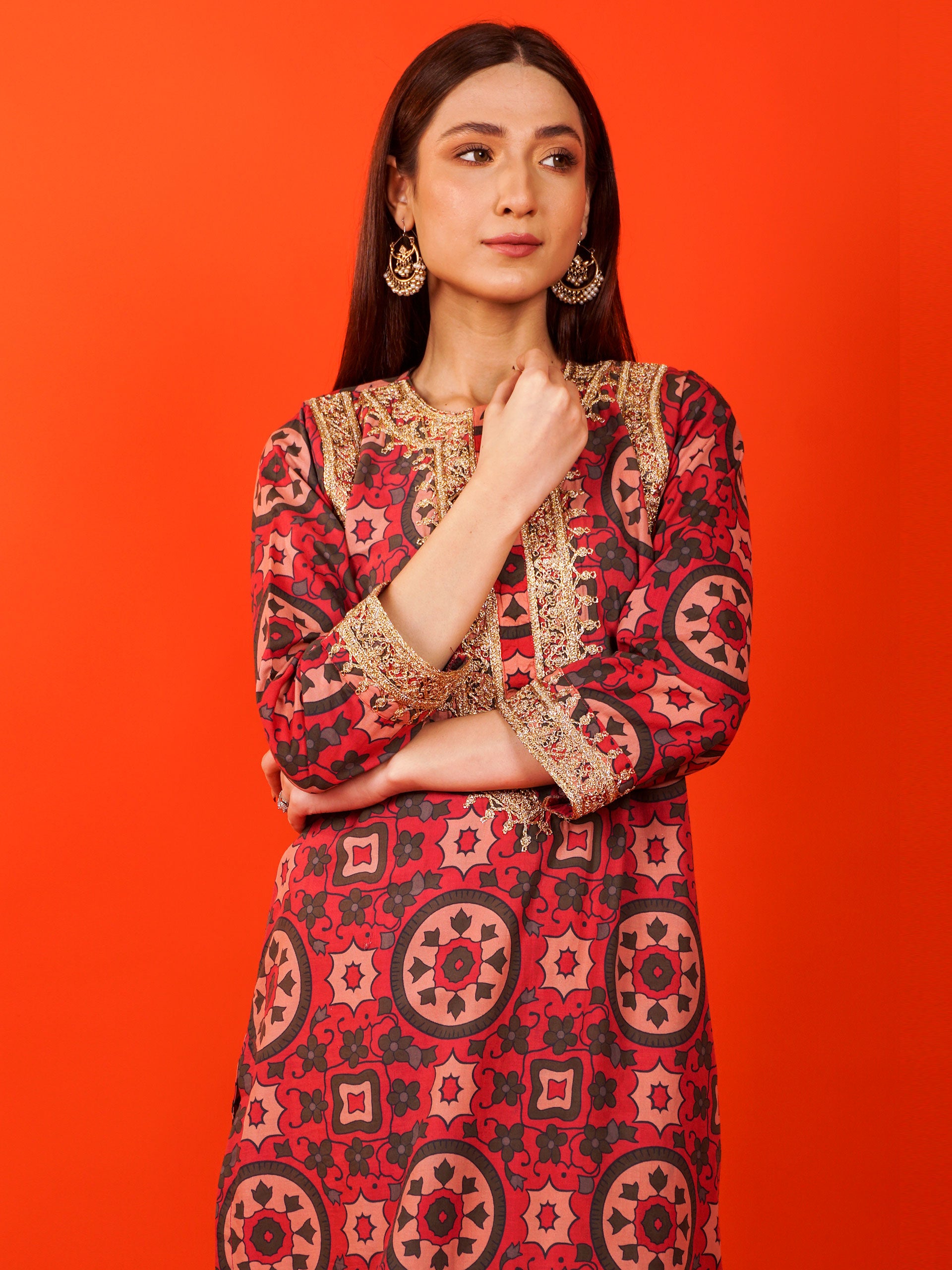 Maroon Digital Printed Dori Embroidered 2 pc - 54927