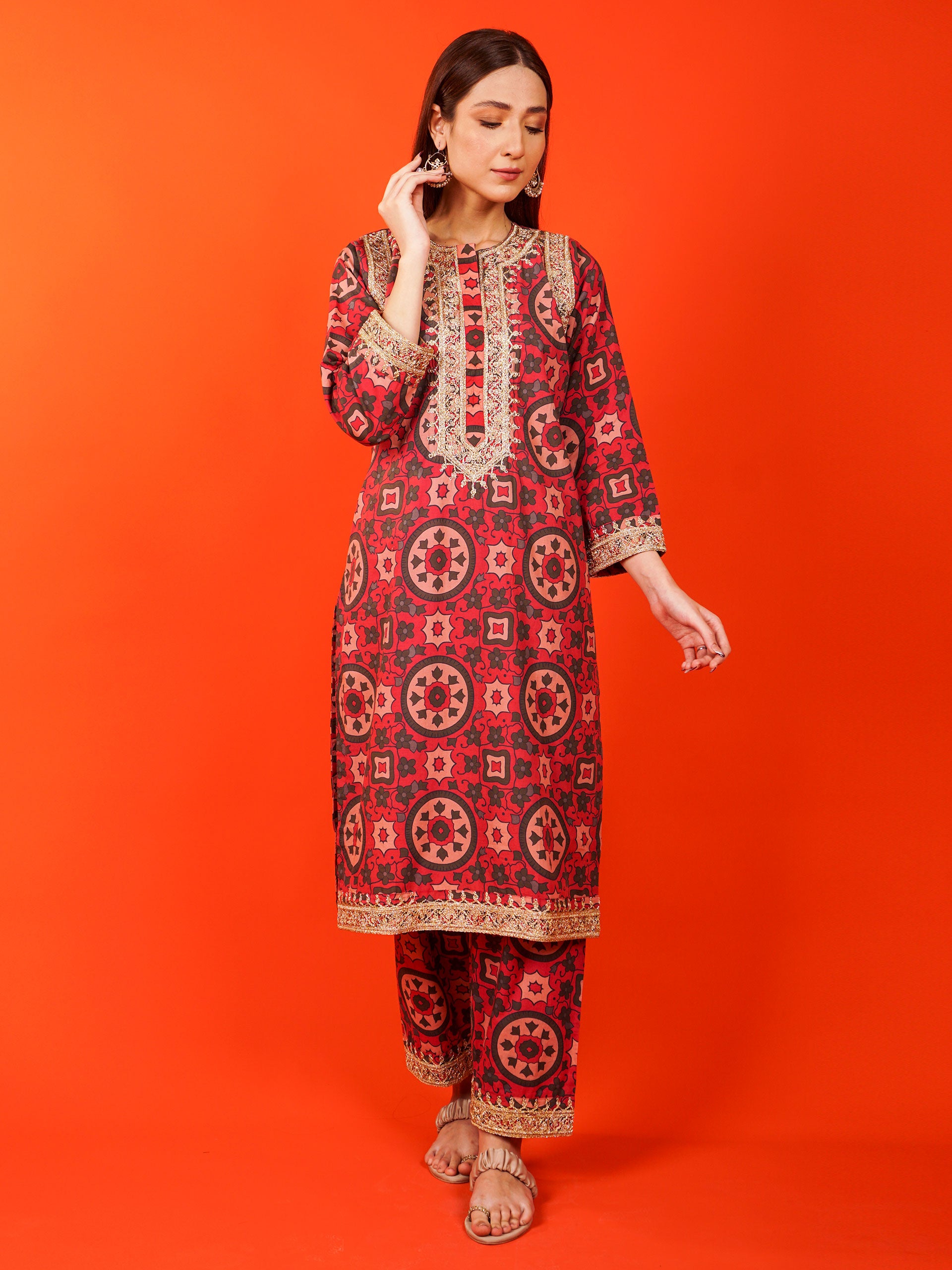 Maroon Digital Printed Dori Embroidered 2 pc - 54927