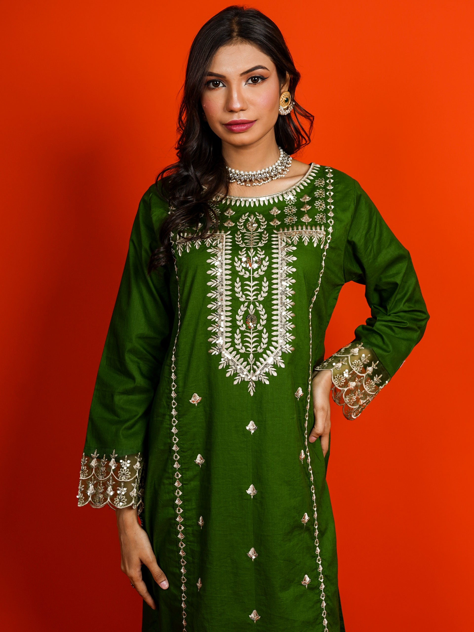 Green Embroidered 2 pc - 54960